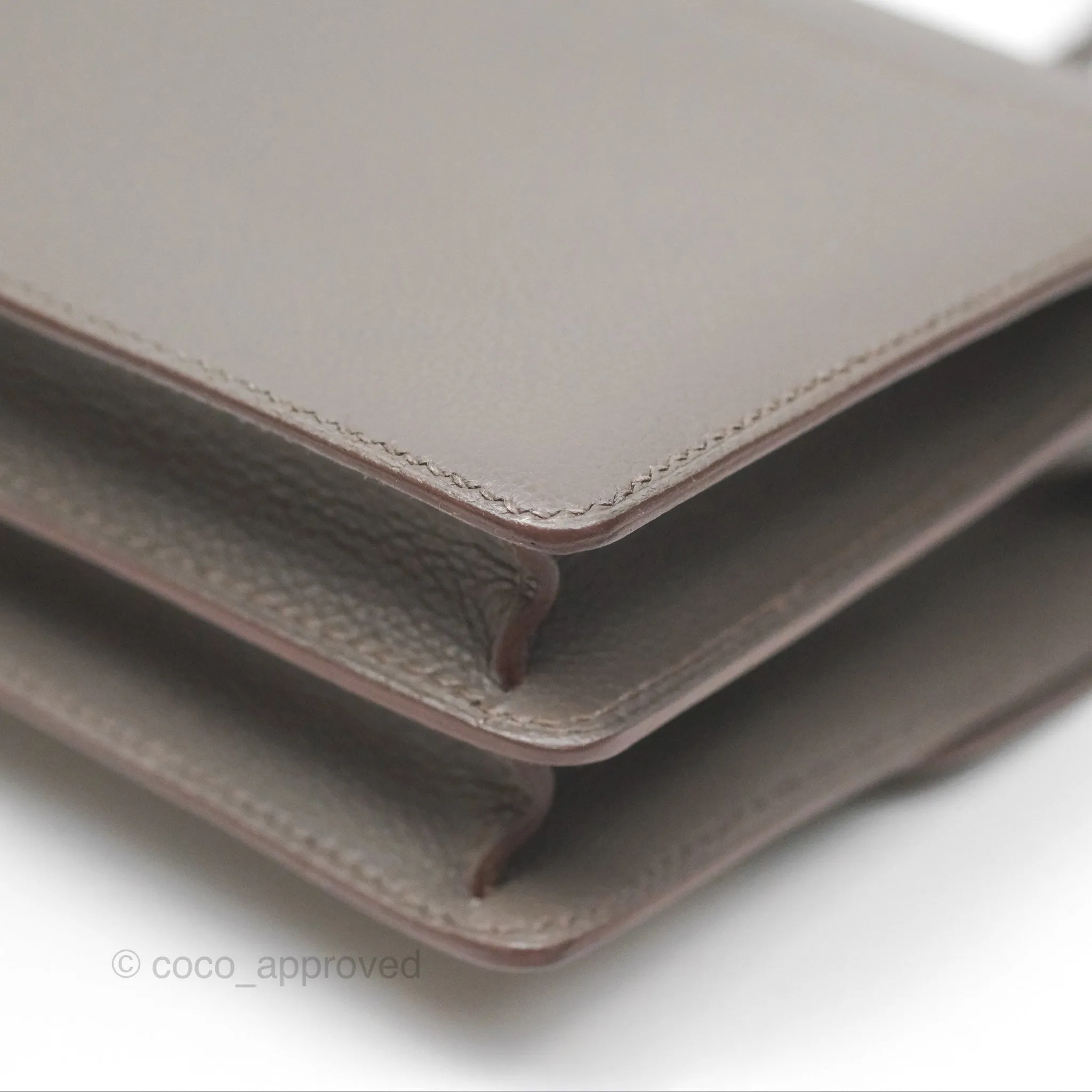 Herms Roulis Mini 18 Gris Etain 8F Evercolor Gold Hardware