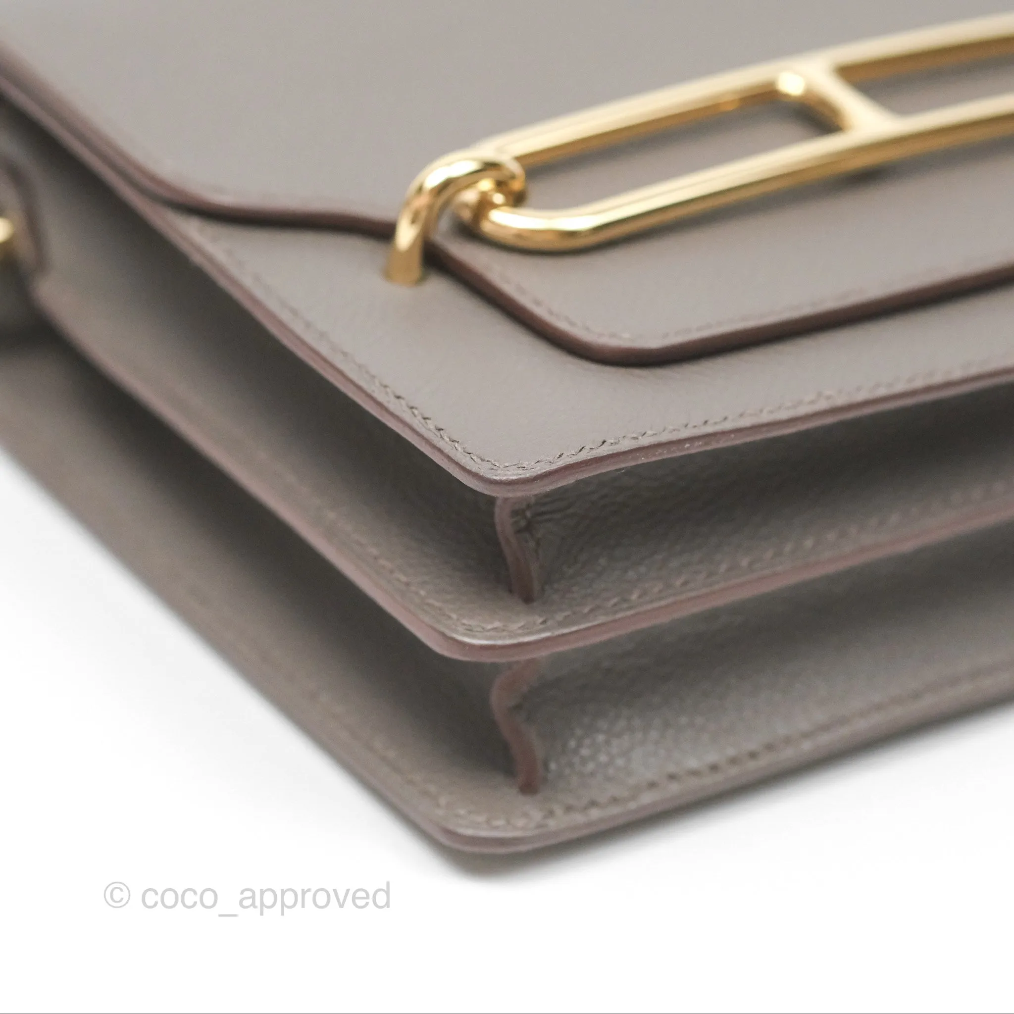 Herms Roulis Mini 18 Gris Etain 8F Evercolor Gold Hardware