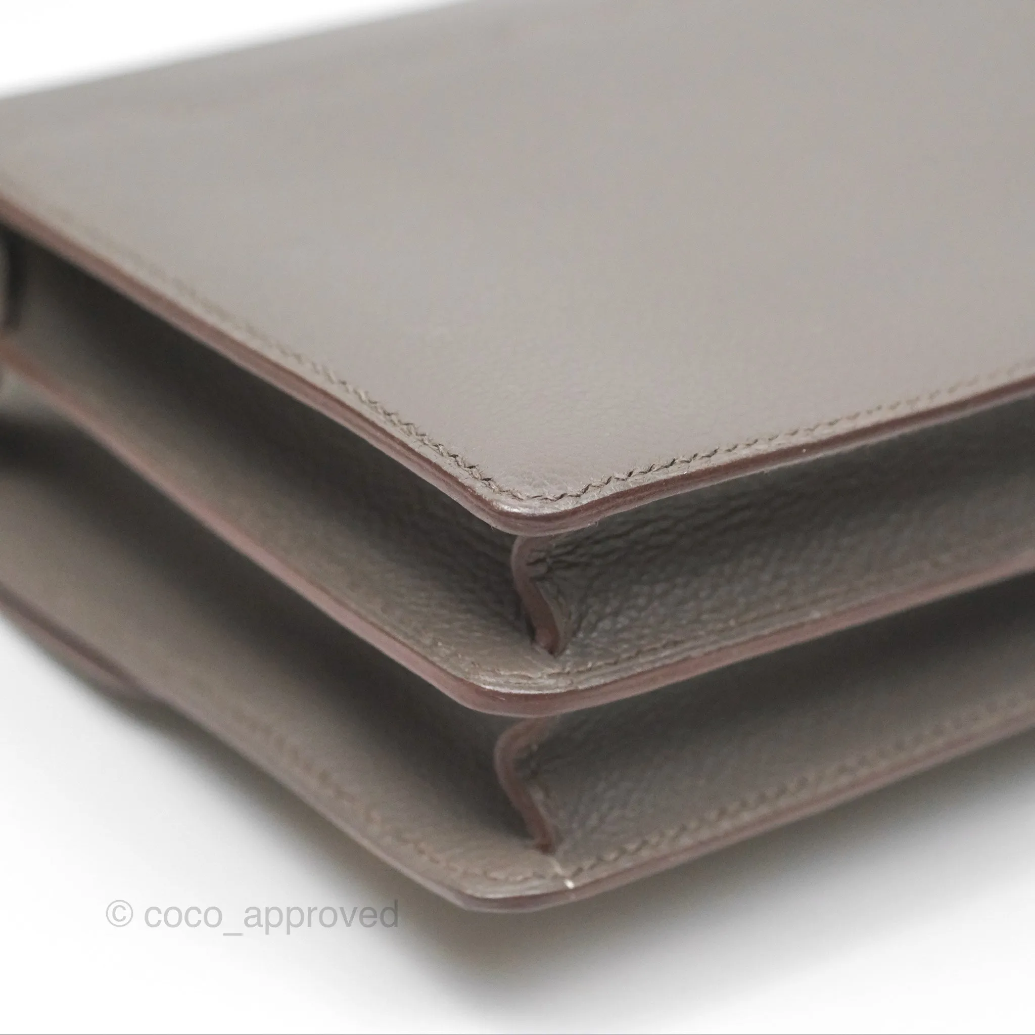 Herms Roulis Mini 18 Gris Etain 8F Evercolor Gold Hardware