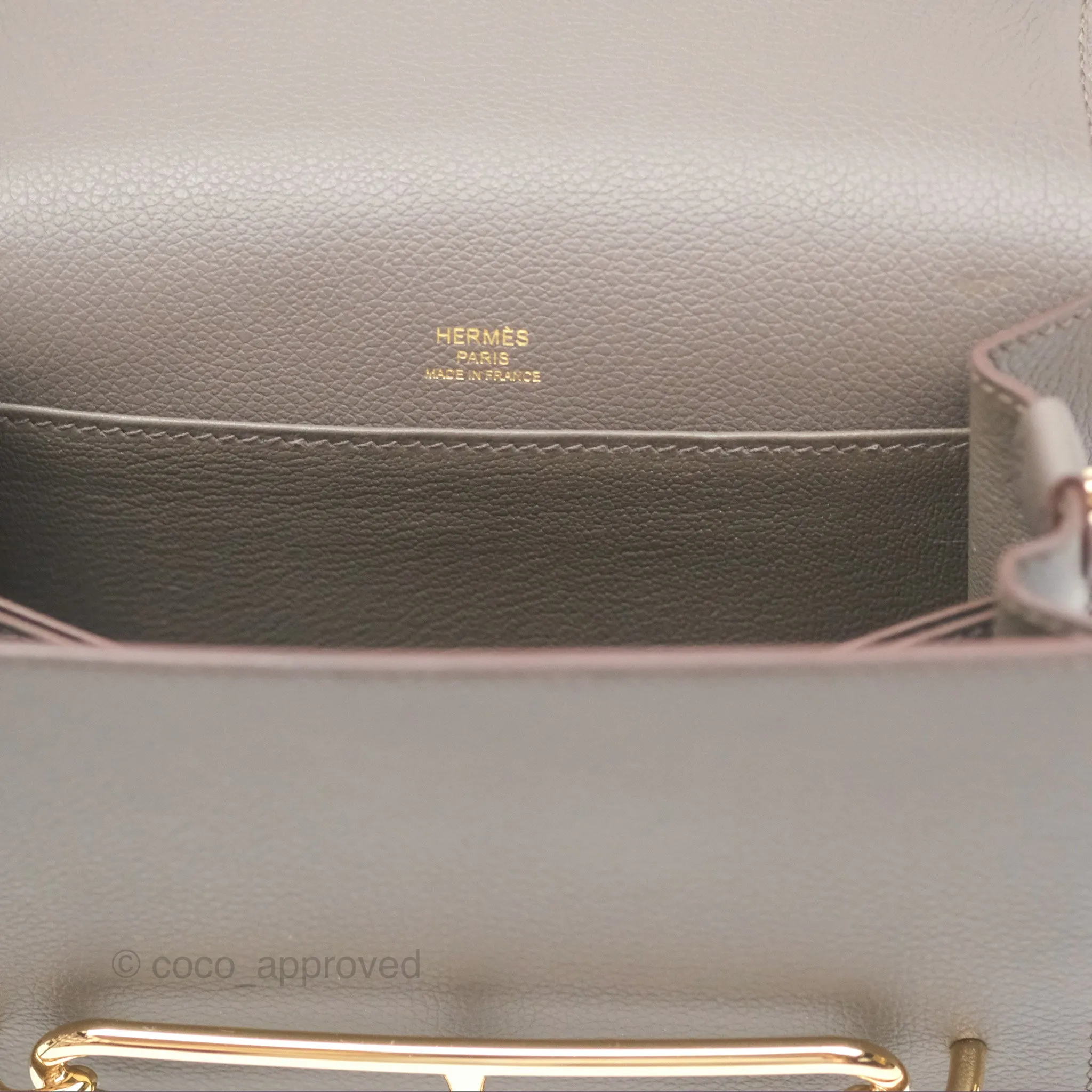 Herms Roulis Mini 18 Gris Etain 8F Evercolor Gold Hardware