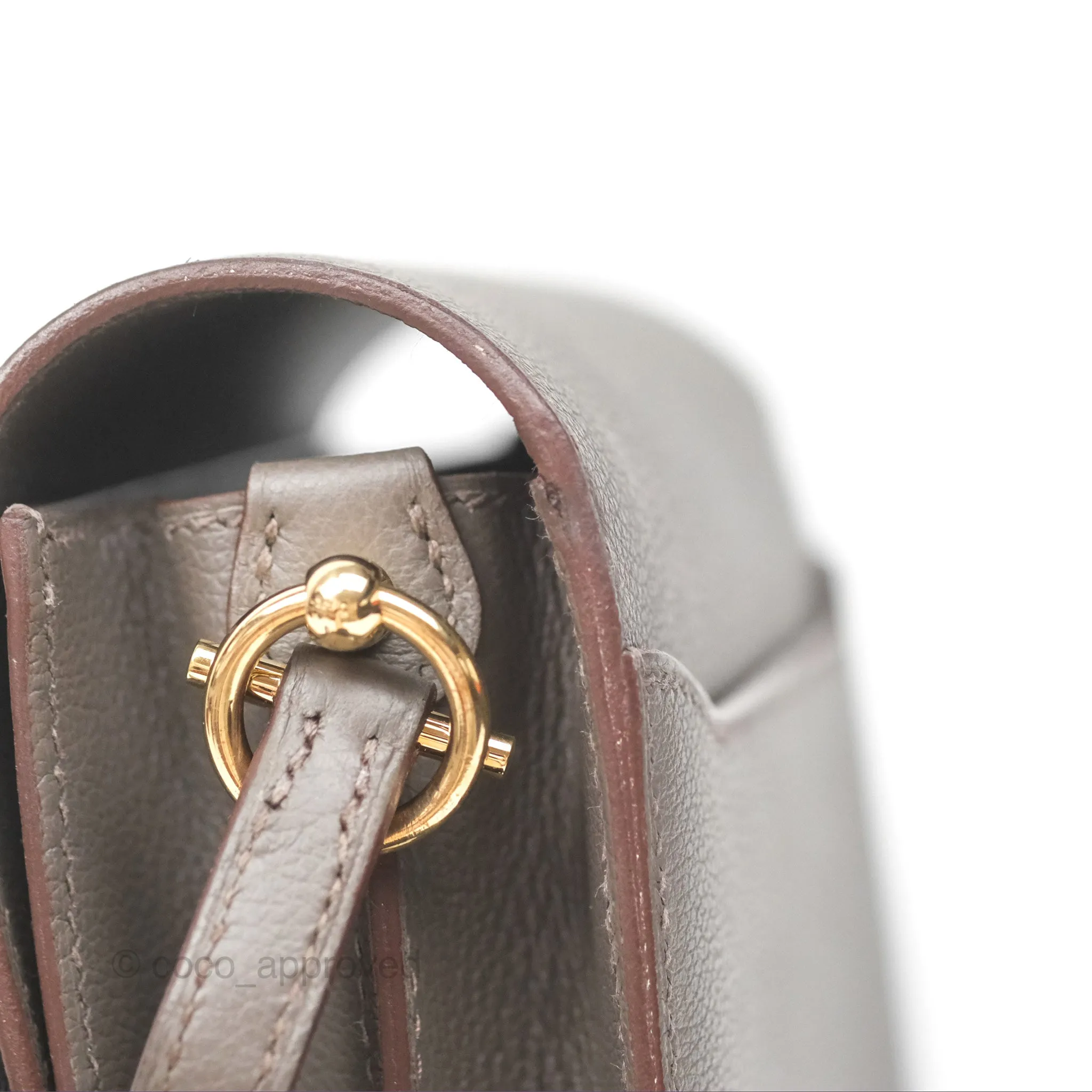 Herms Roulis Mini 18 Gris Etain 8F Evercolor Gold Hardware