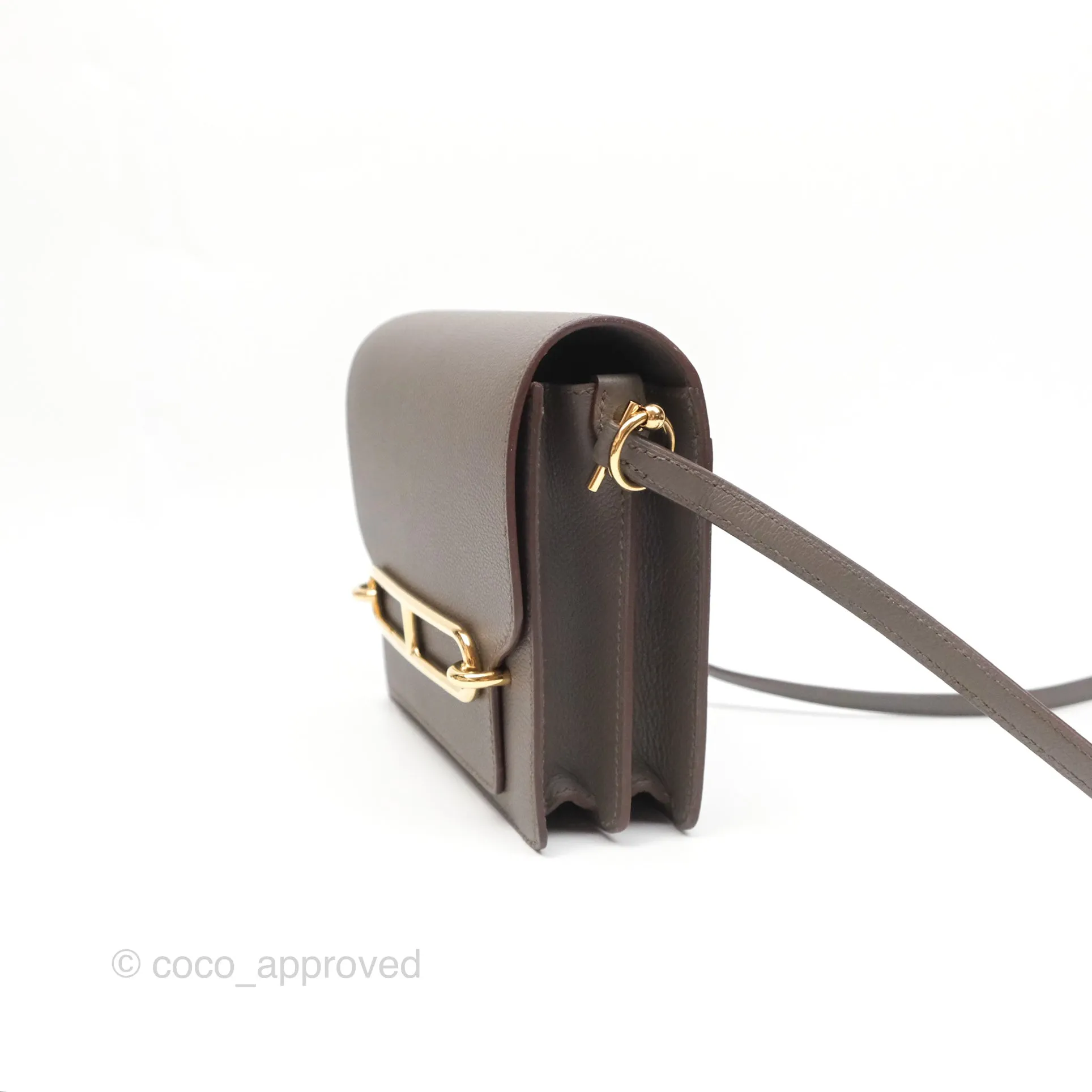 Herms Roulis Mini 18 Gris Etain 8F Evercolor Gold Hardware