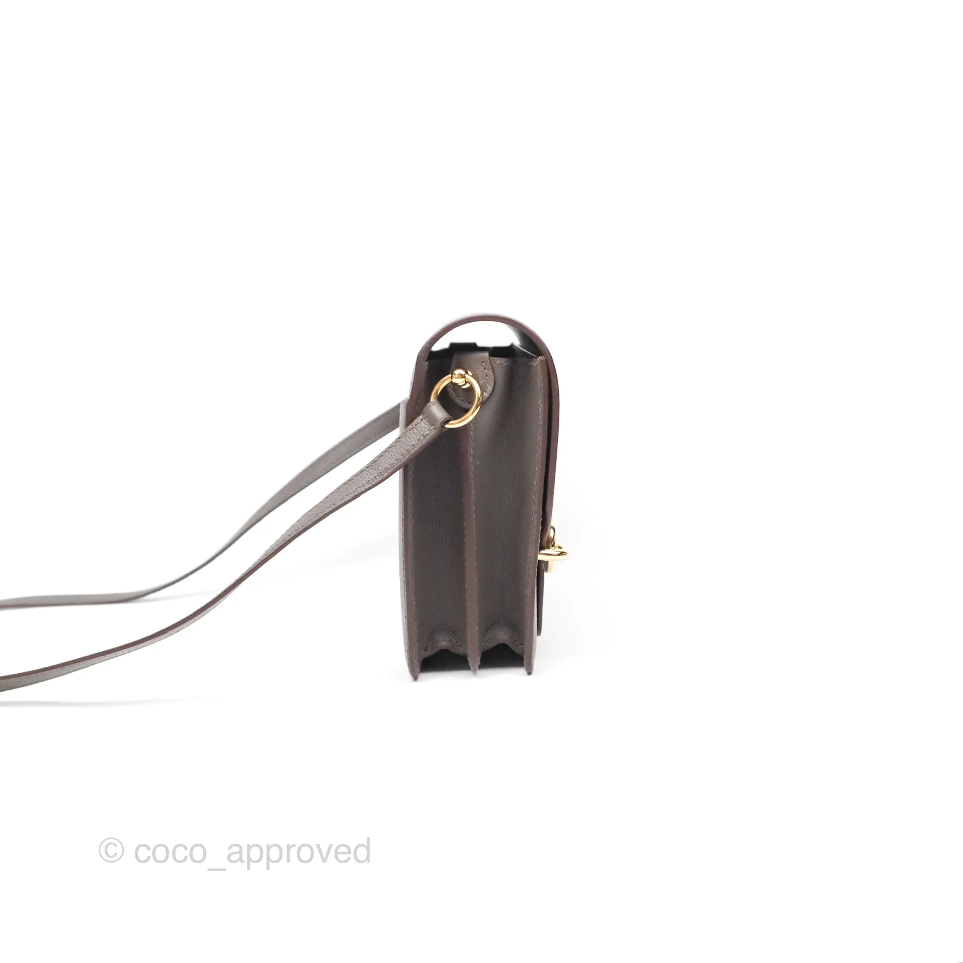 Herms Roulis Mini 18 Gris Etain 8F Evercolor Gold Hardware