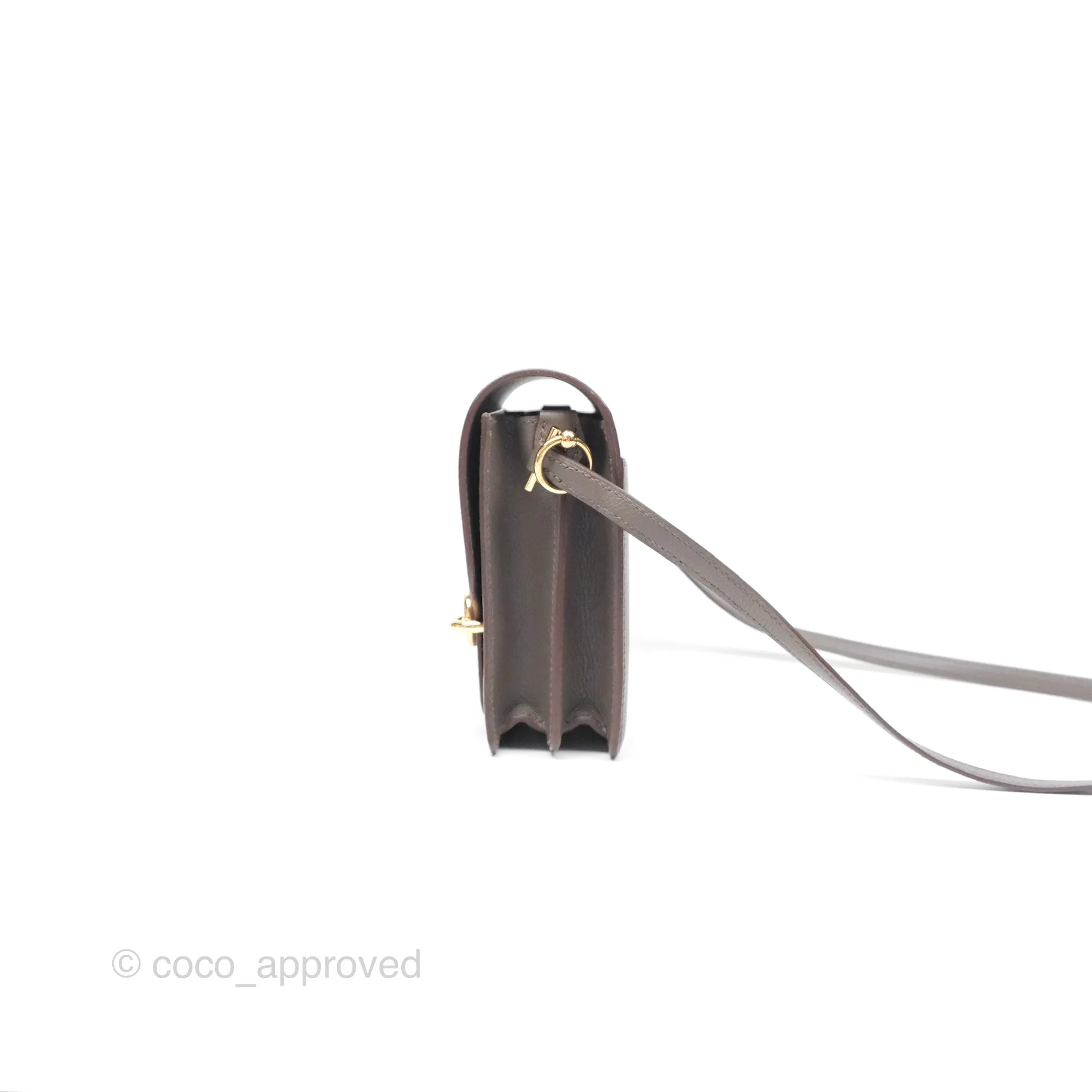 Herms Roulis Mini 18 Gris Etain 8F Evercolor Gold Hardware