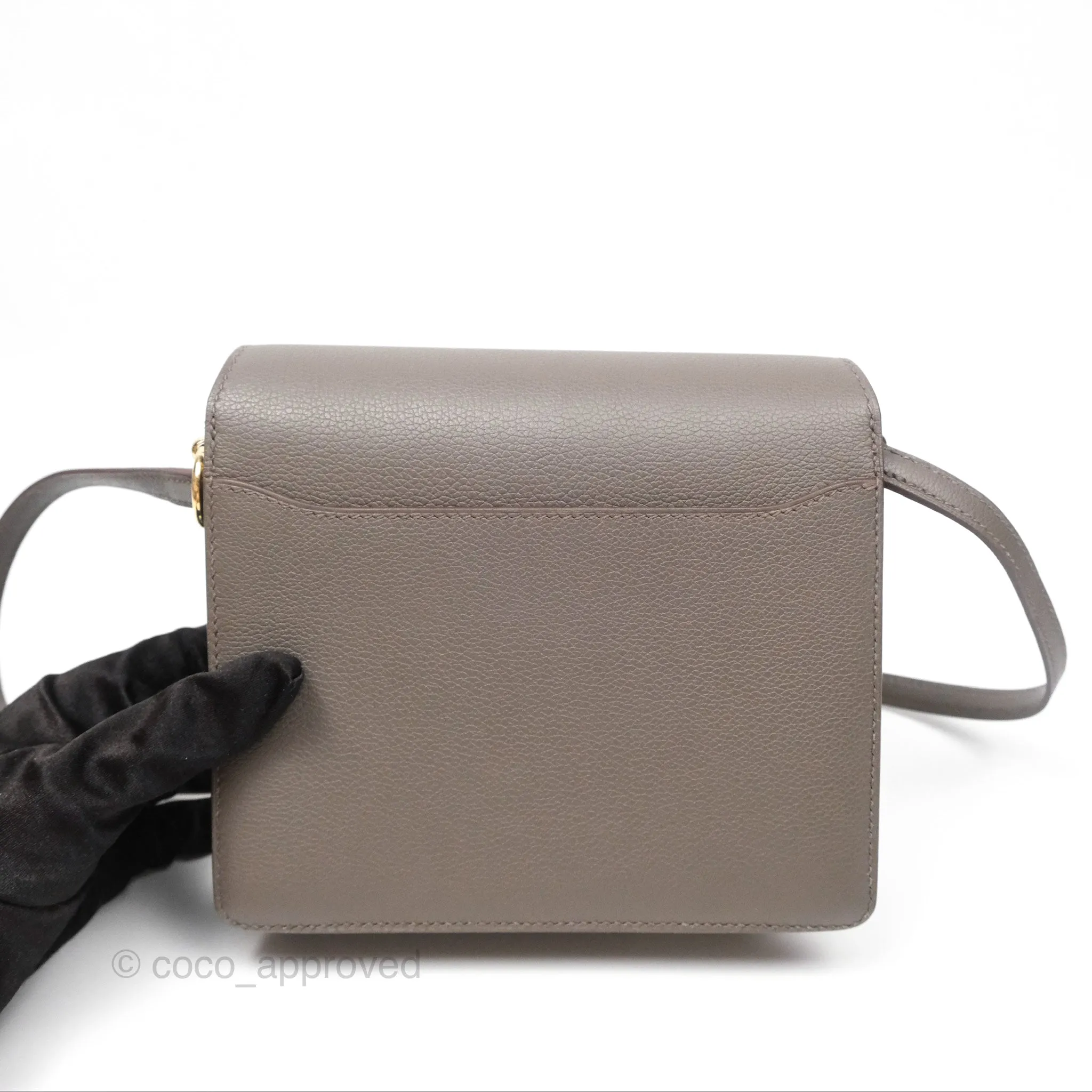 Herms Roulis Mini 18 Gris Etain 8F Evercolor Gold Hardware