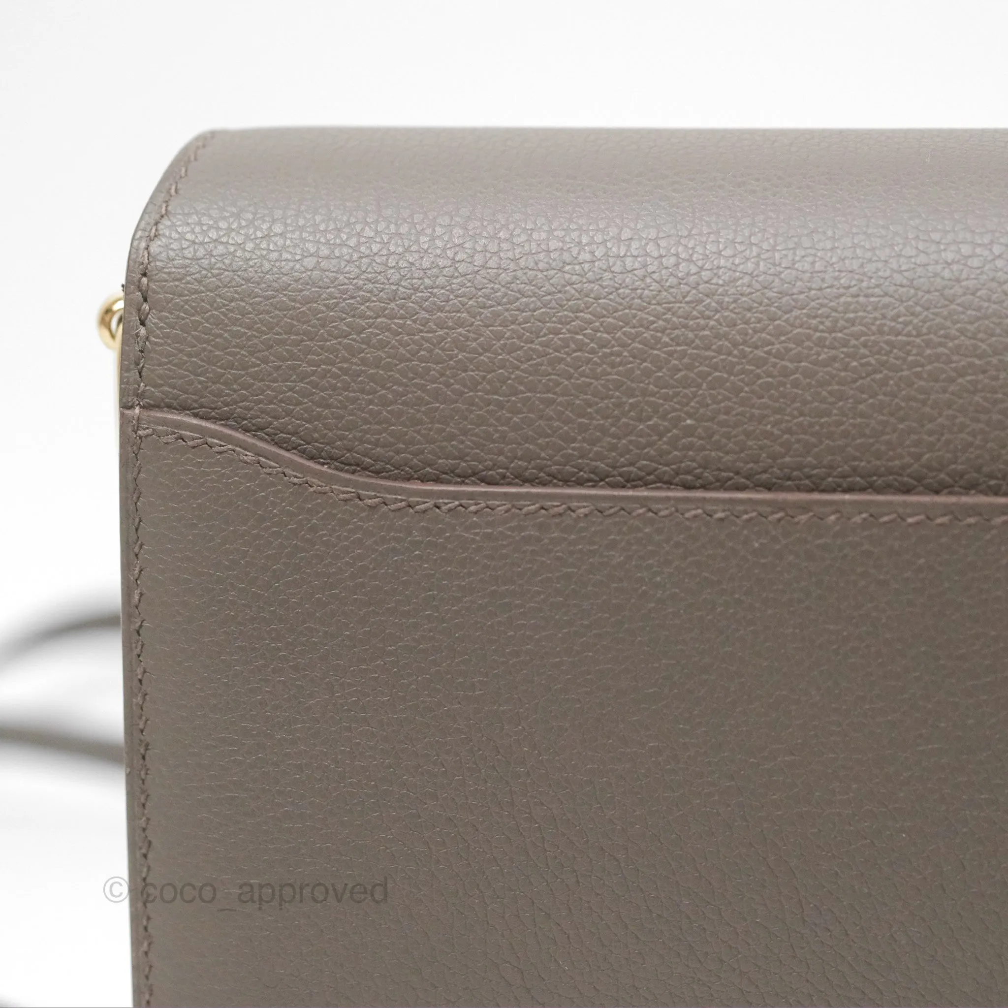 Herms Roulis Mini 18 Gris Etain 8F Evercolor Gold Hardware