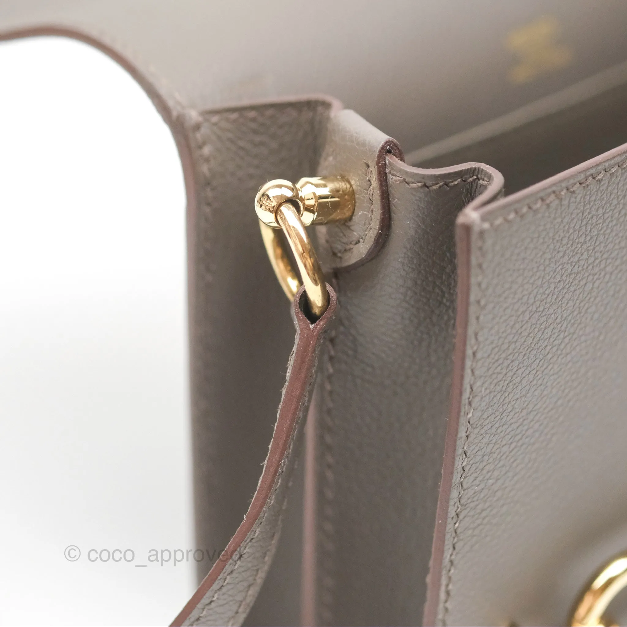 Herms Roulis Mini 18 Gris Etain 8F Evercolor Gold Hardware