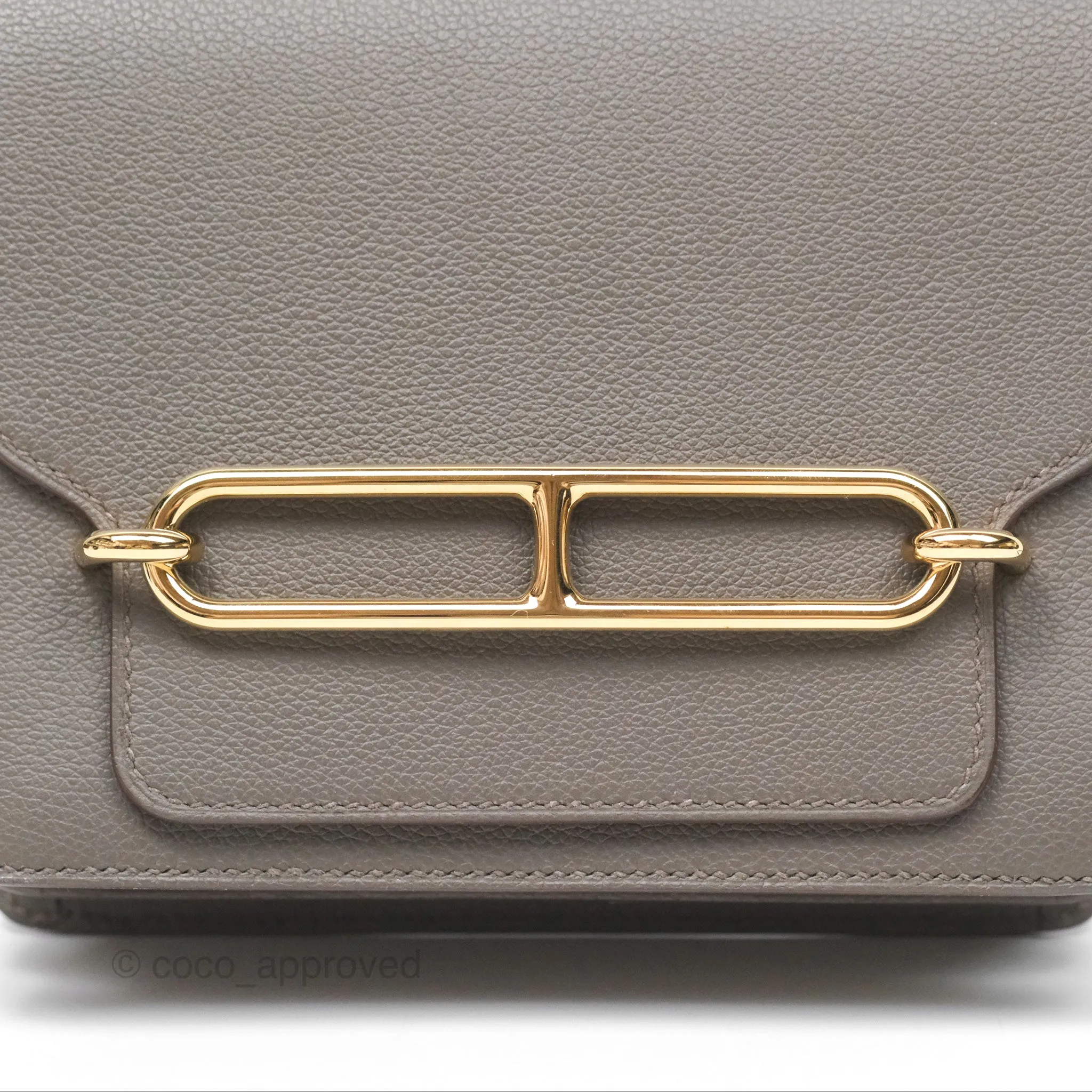 Herms Roulis Mini 18 Gris Etain 8F Evercolor Gold Hardware