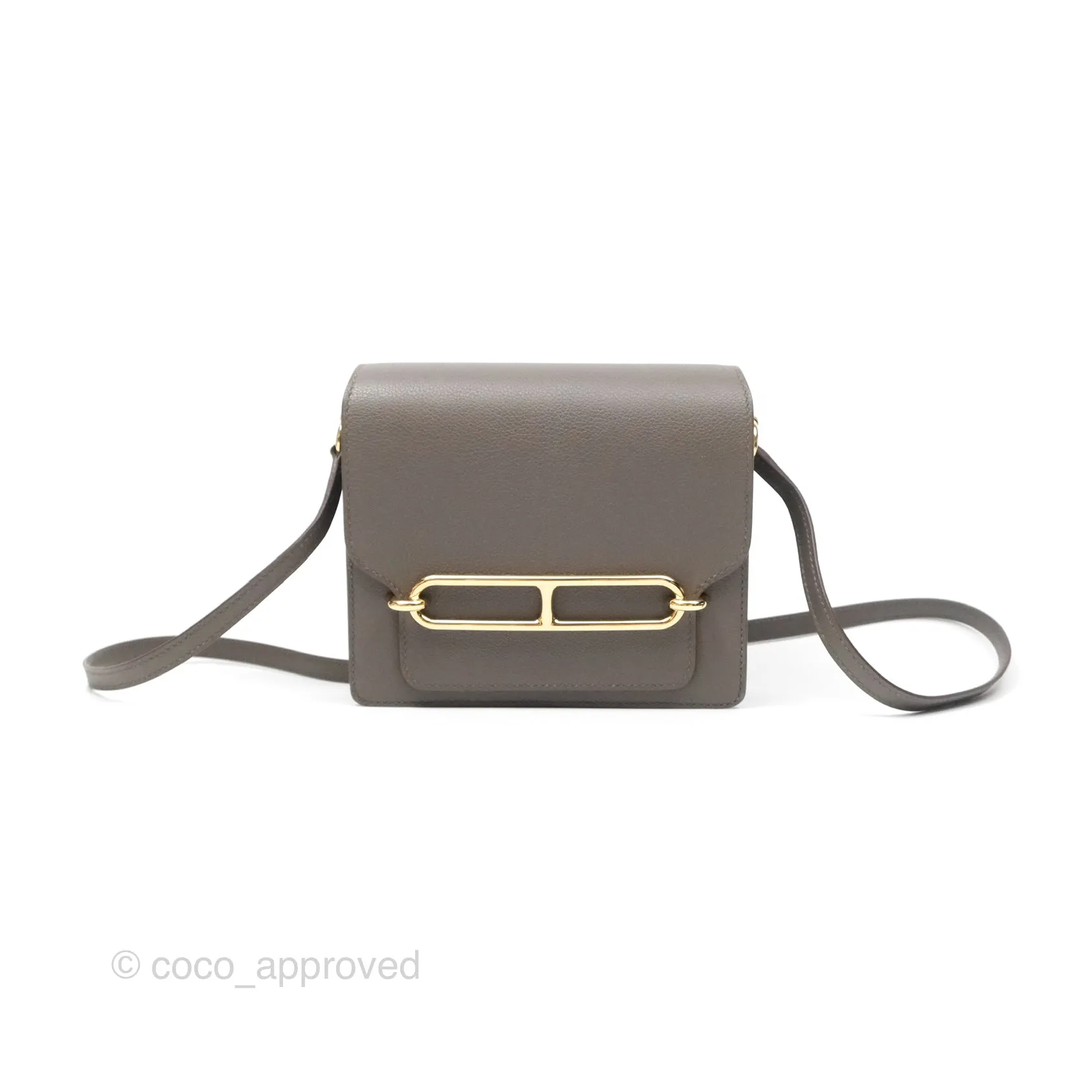 Herms Roulis Mini 18 Gris Etain 8F Evercolor Gold Hardware