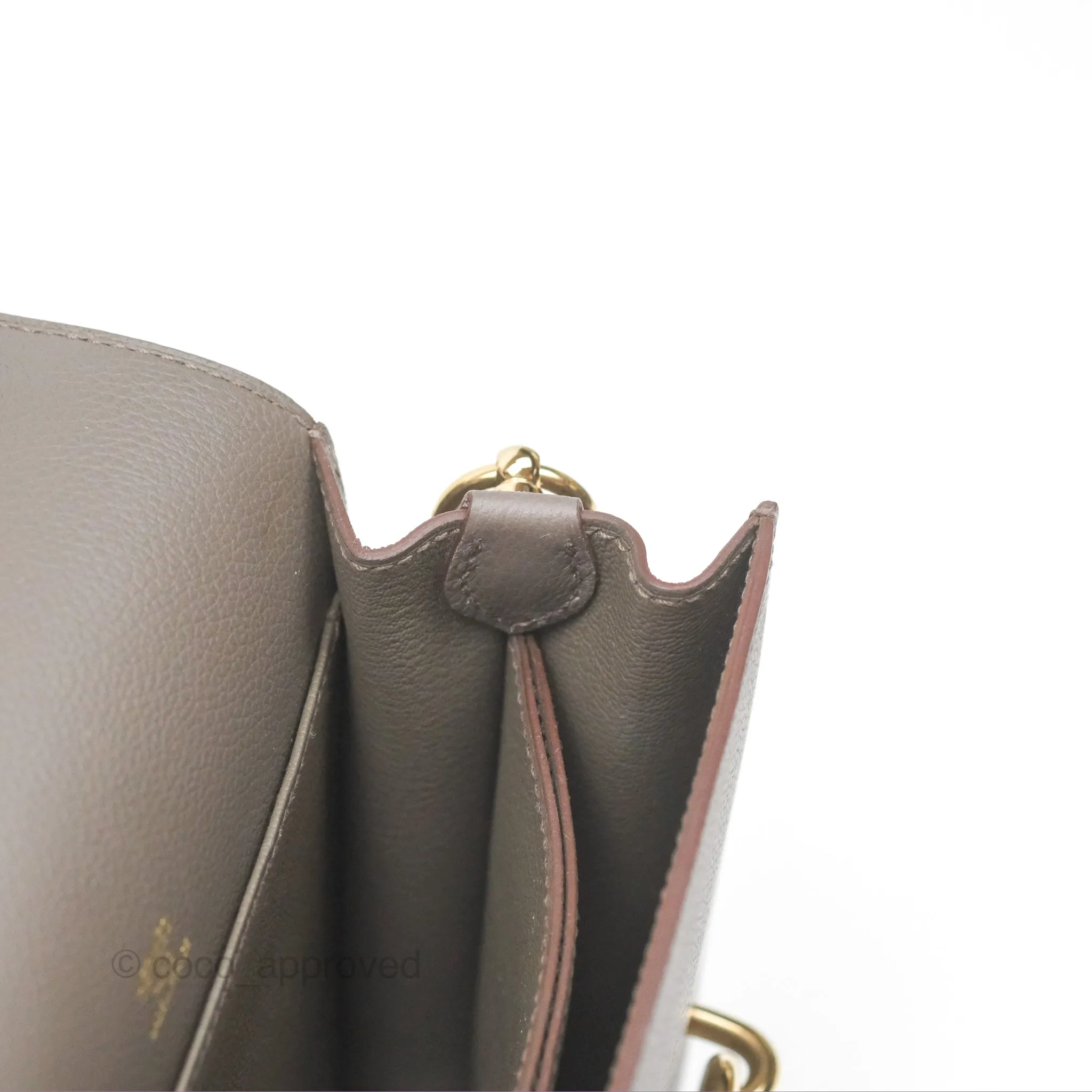 Herms Roulis Mini 18 Gris Etain 8F Evercolor Gold Hardware