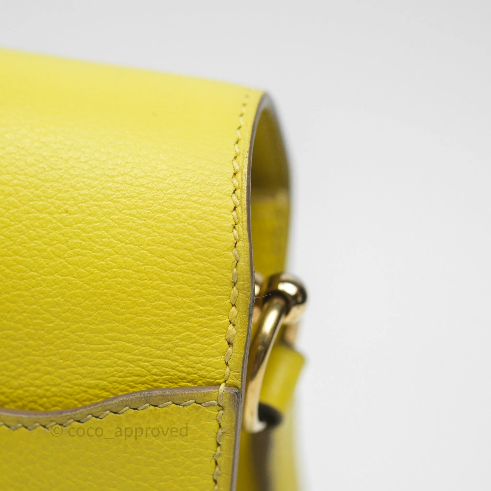Herms Roulis Mini 18 Lime 9R Evercolor Gold Hardware