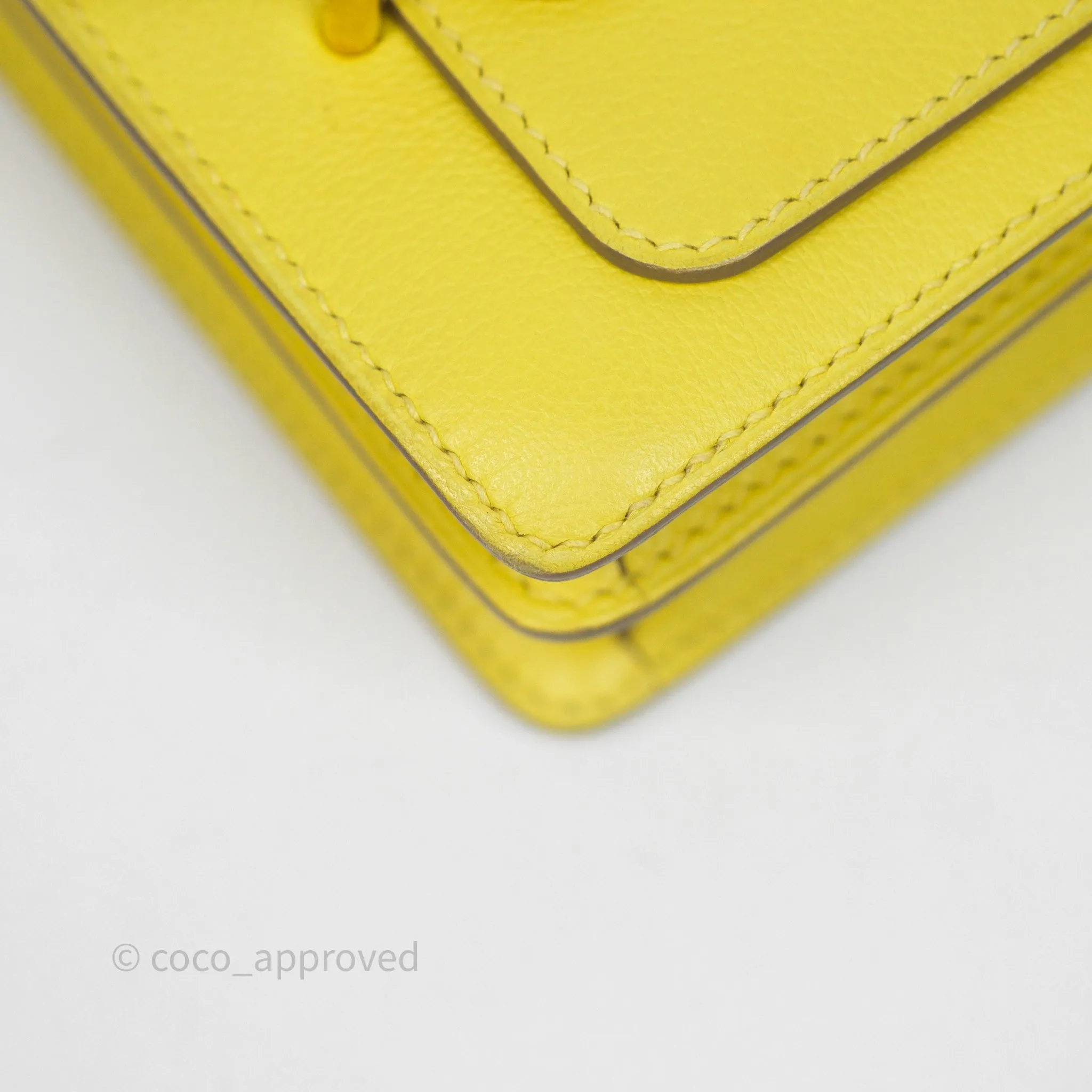 Herms Roulis Mini 18 Lime 9R Evercolor Gold Hardware