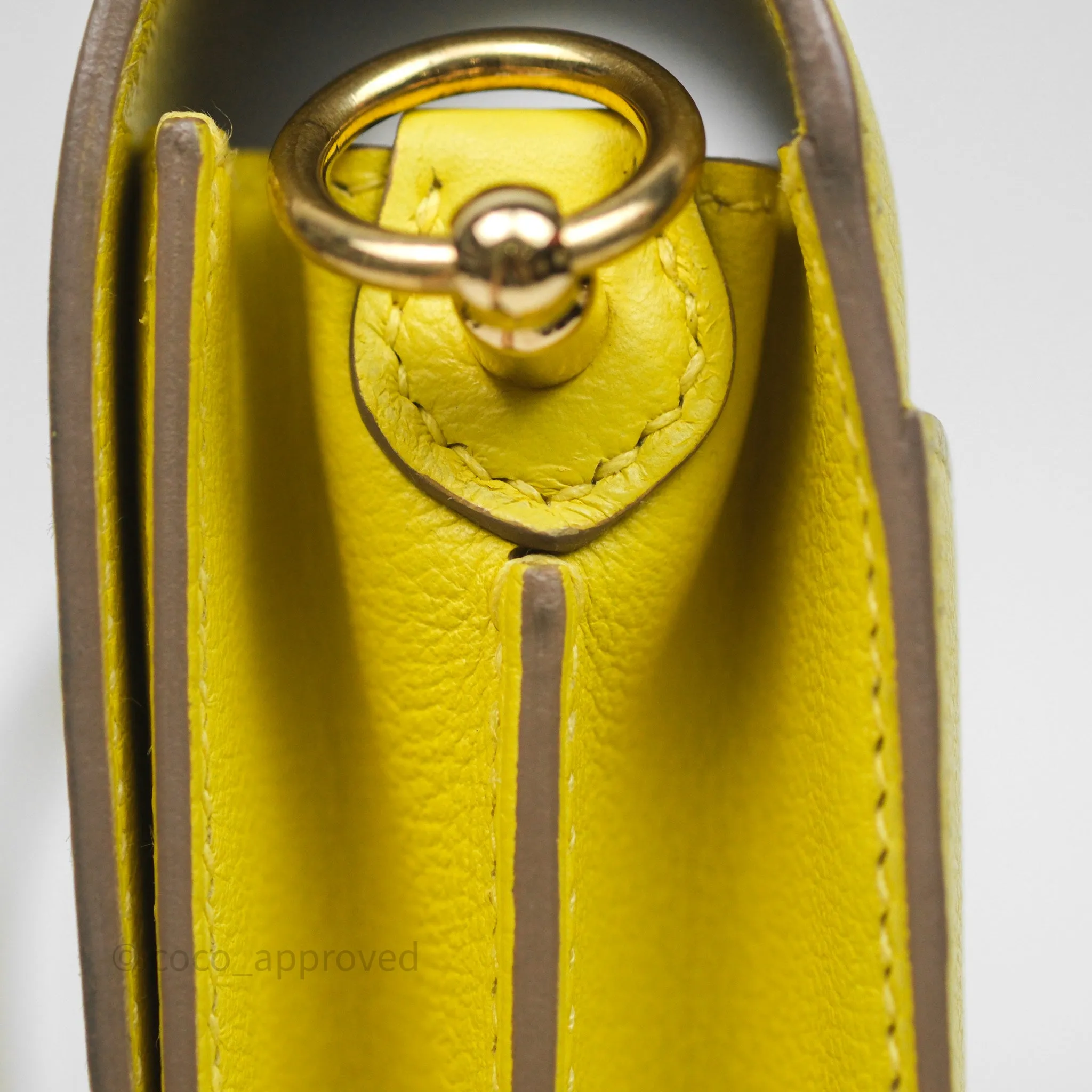 Herms Roulis Mini 18 Lime 9R Evercolor Gold Hardware