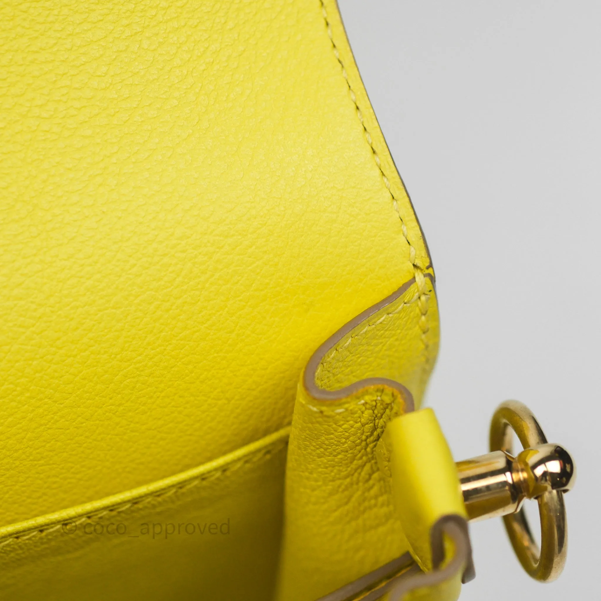 Herms Roulis Mini 18 Lime 9R Evercolor Gold Hardware