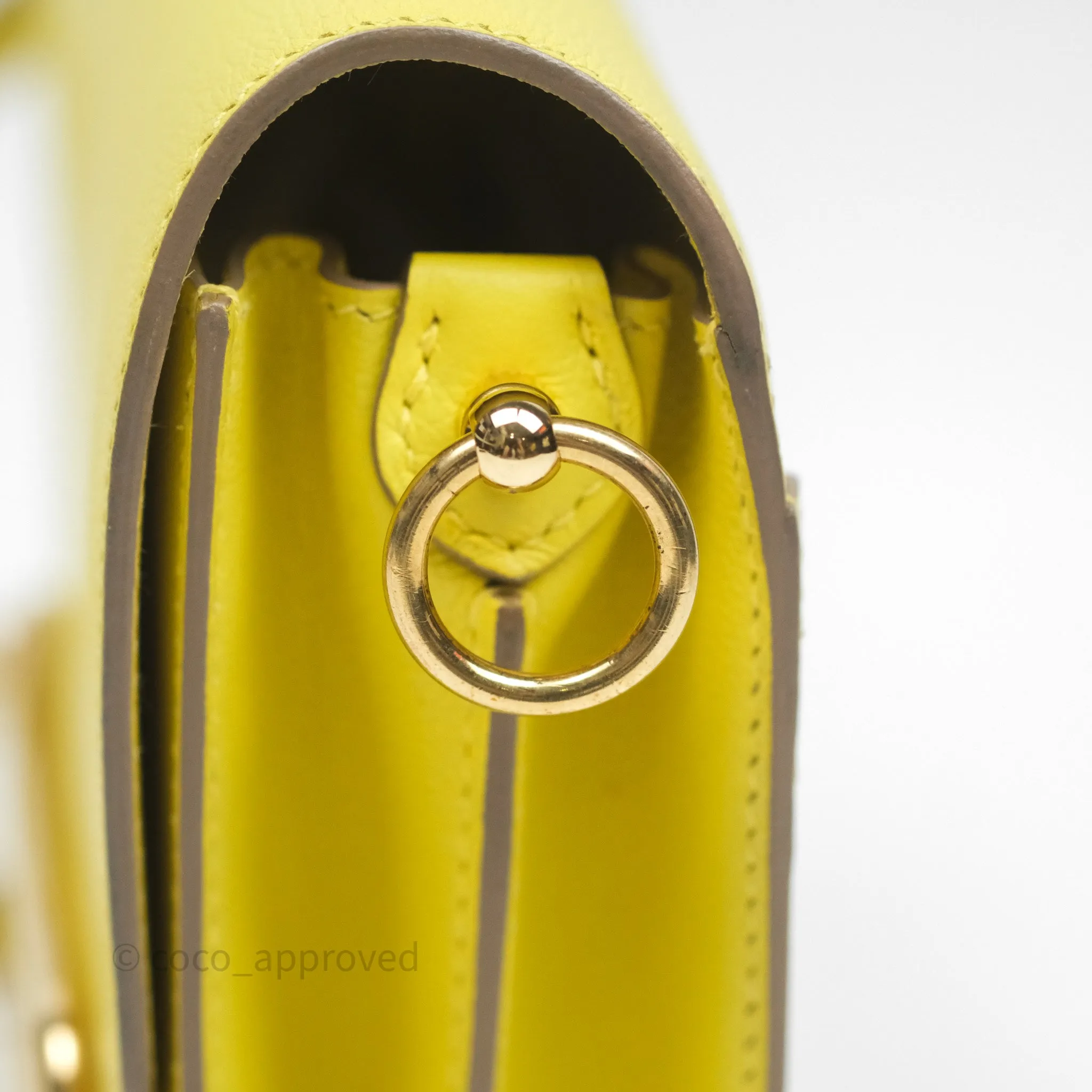 Herms Roulis Mini 18 Lime 9R Evercolor Gold Hardware