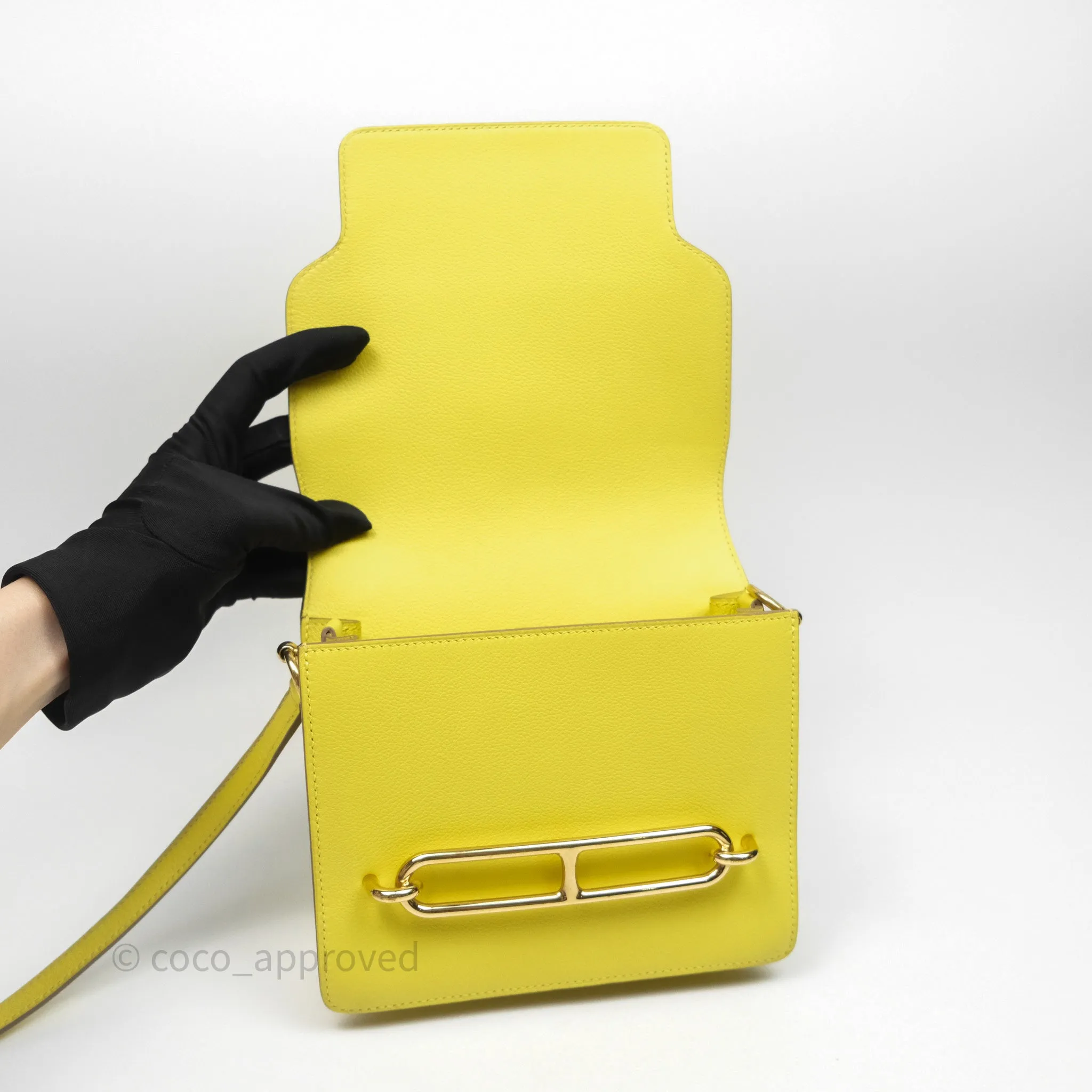 Herms Roulis Mini 18 Lime 9R Evercolor Gold Hardware