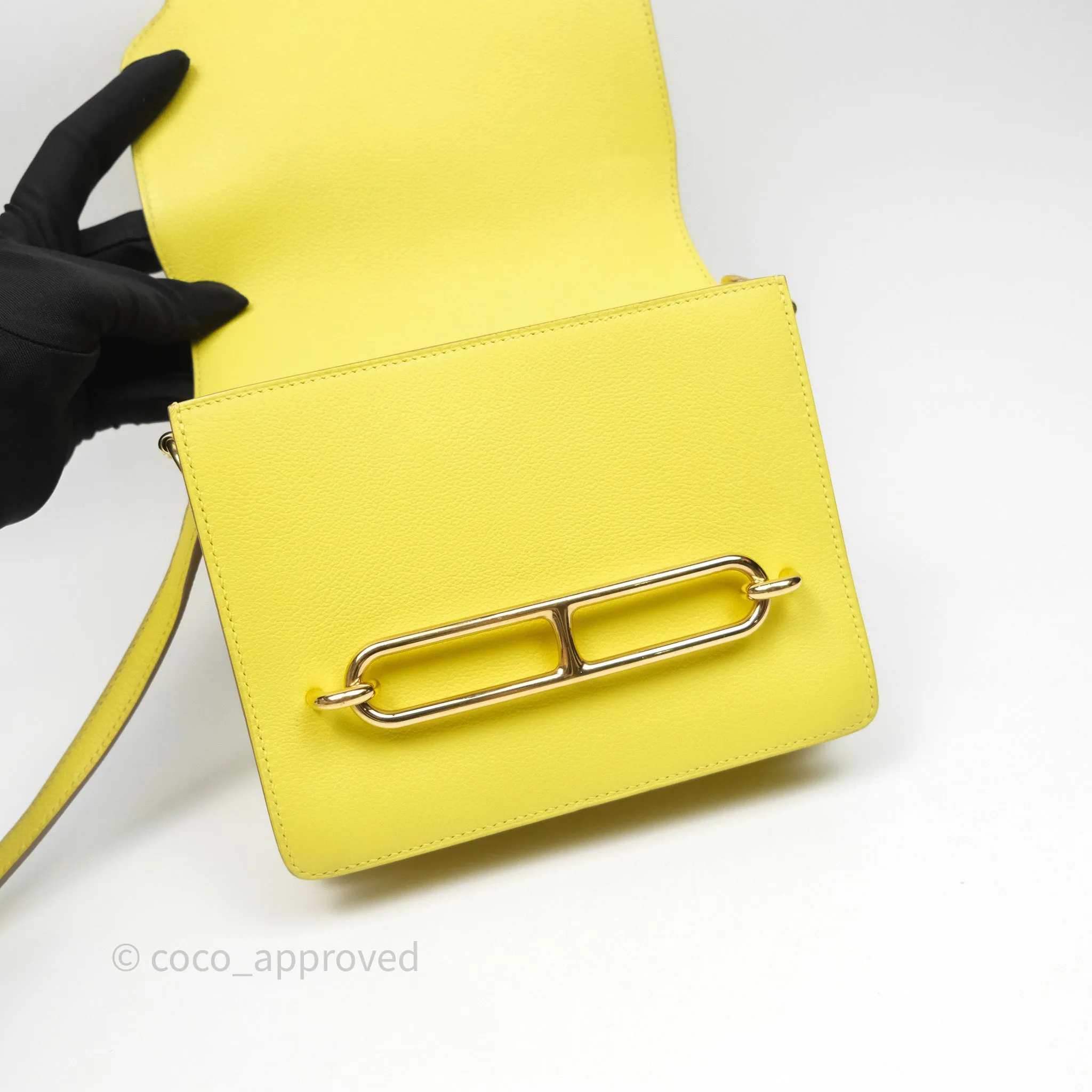 Herms Roulis Mini 18 Lime 9R Evercolor Gold Hardware