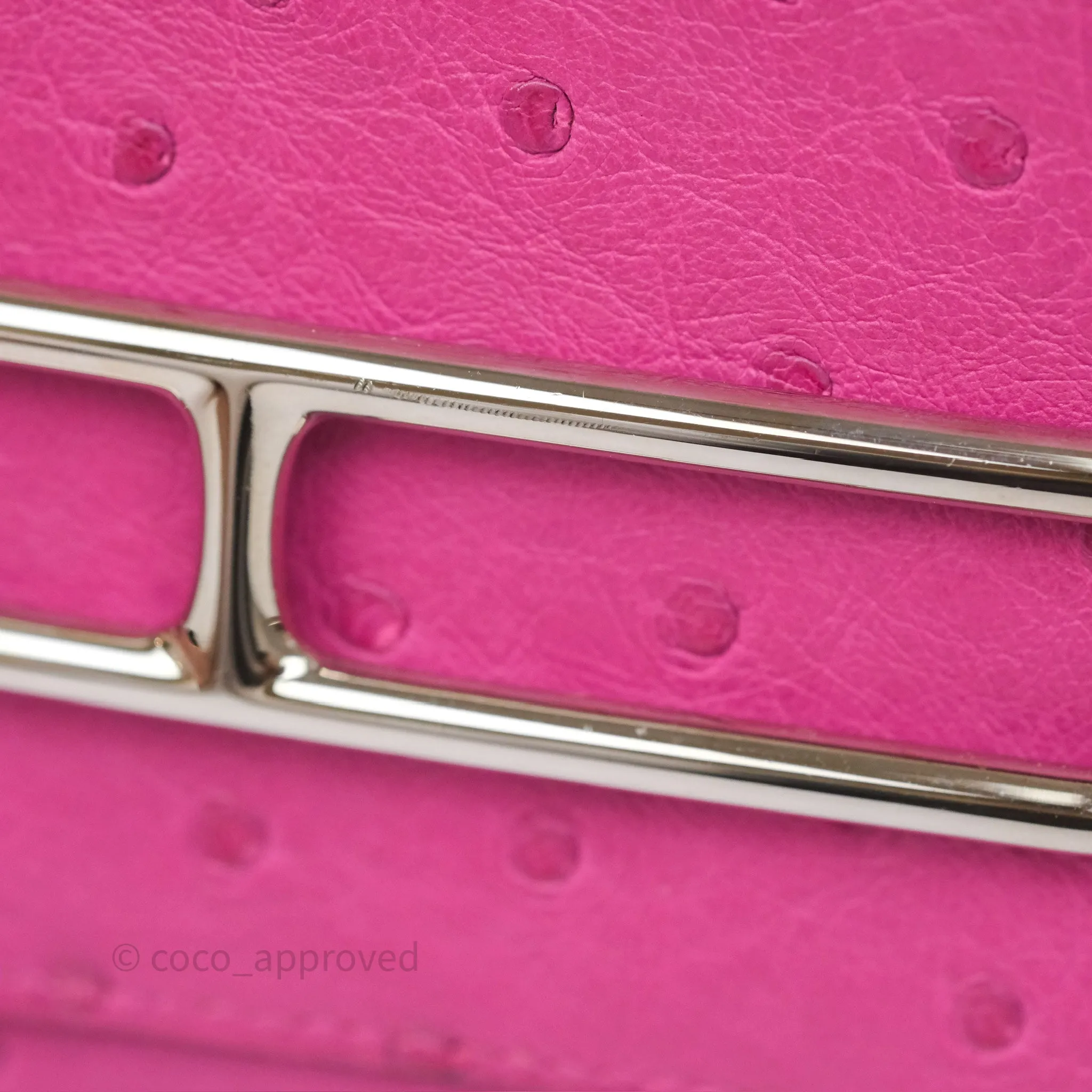 Herms Roulis Mini 18 Rose Pourpre L3 Autruche Palladium Hardware