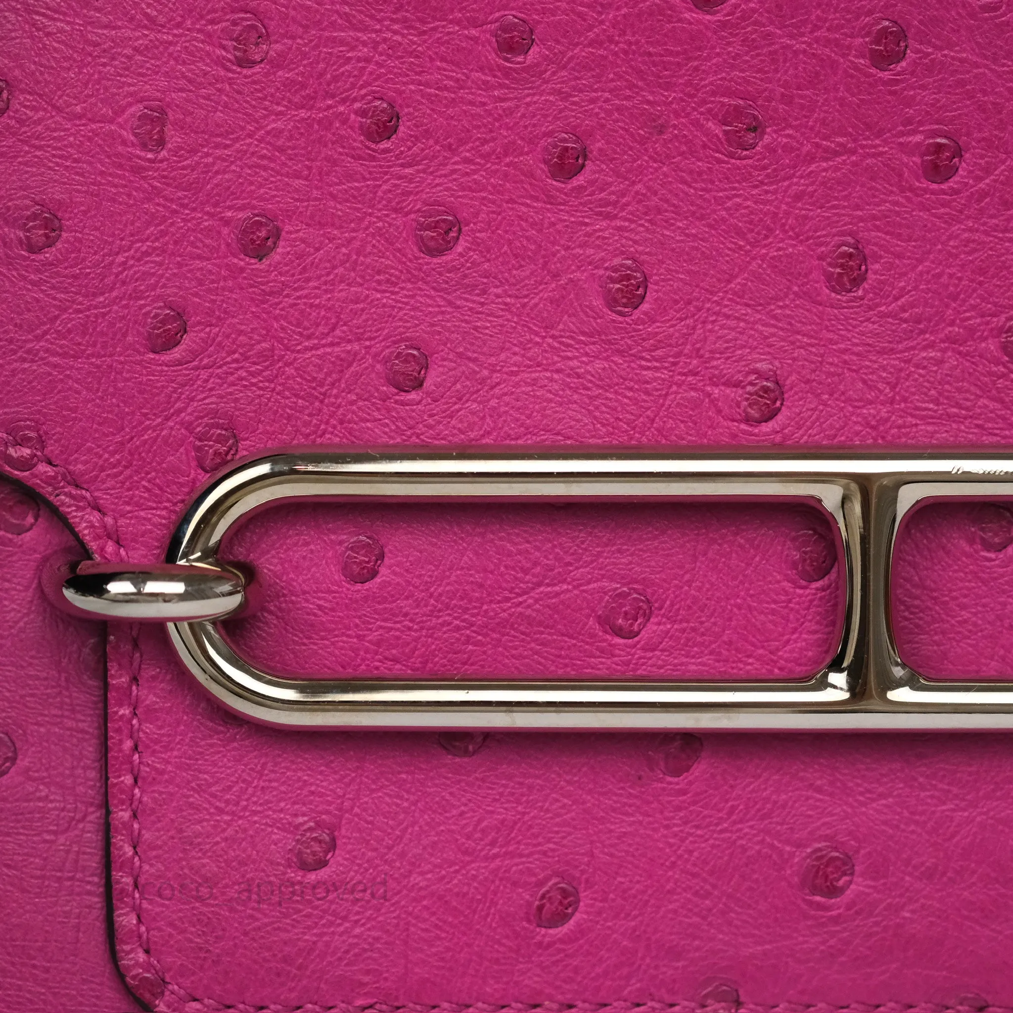 Herms Roulis Mini 18 Rose Pourpre L3 Autruche Palladium Hardware