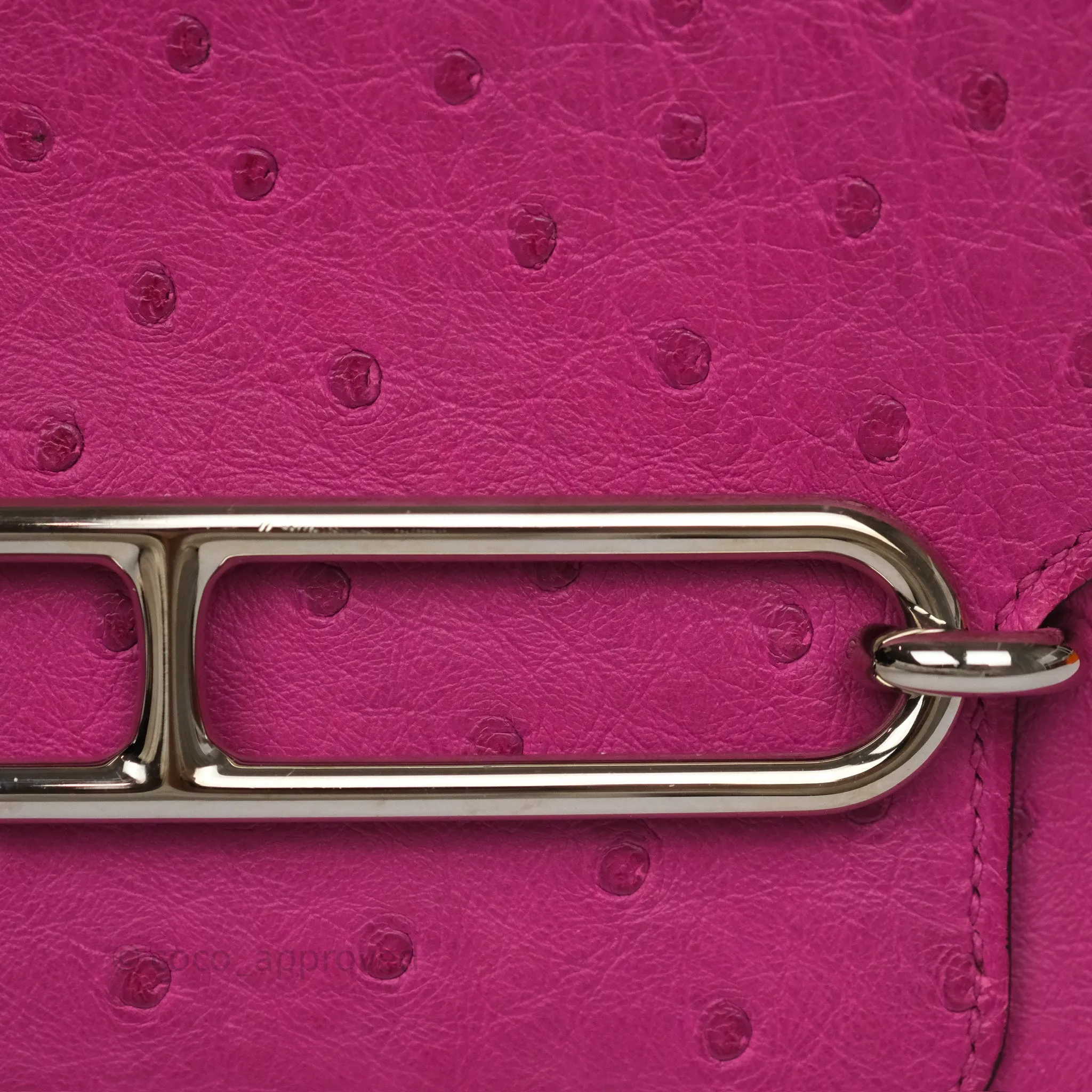Herms Roulis Mini 18 Rose Pourpre L3 Autruche Palladium Hardware