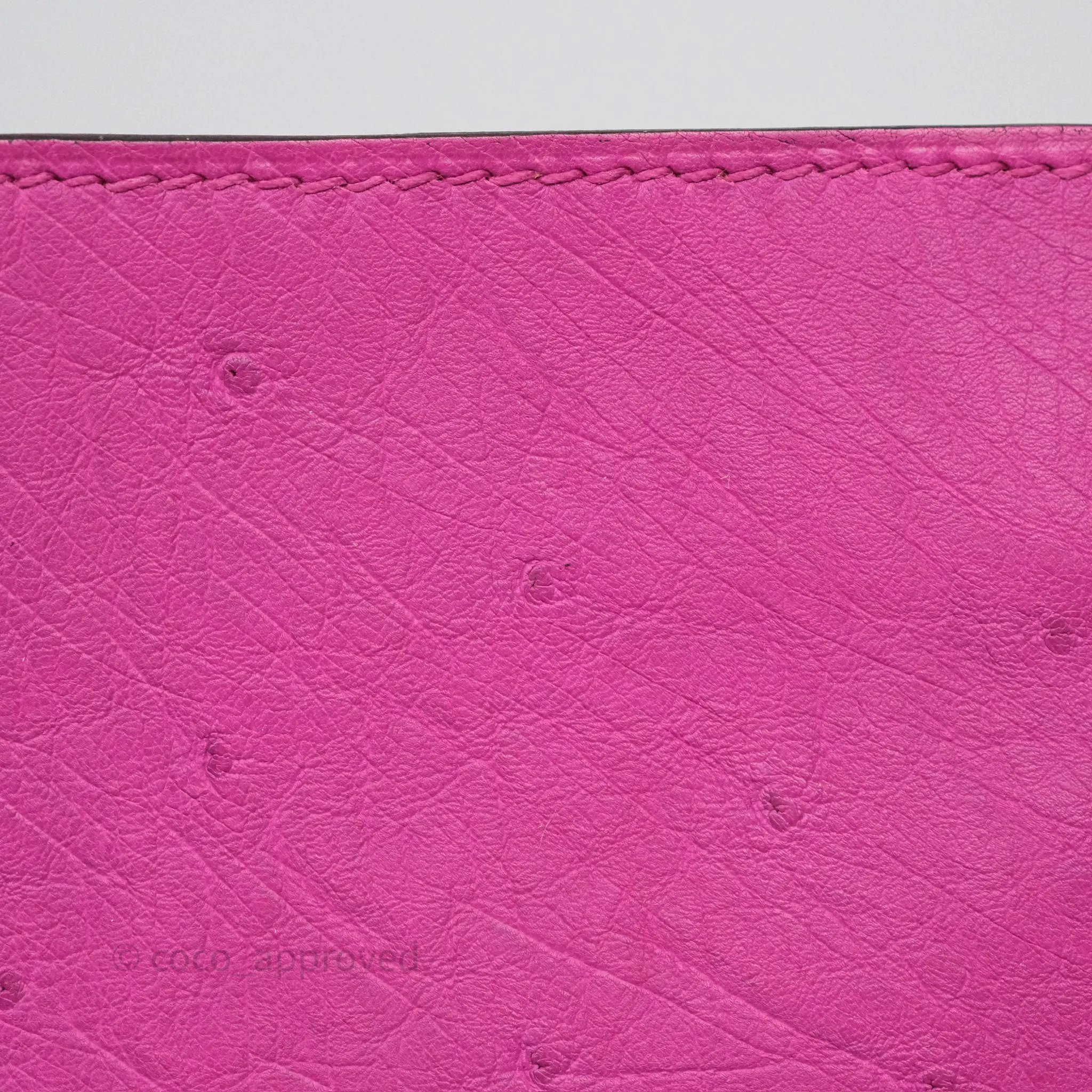 Herms Roulis Mini 18 Rose Pourpre L3 Autruche Palladium Hardware