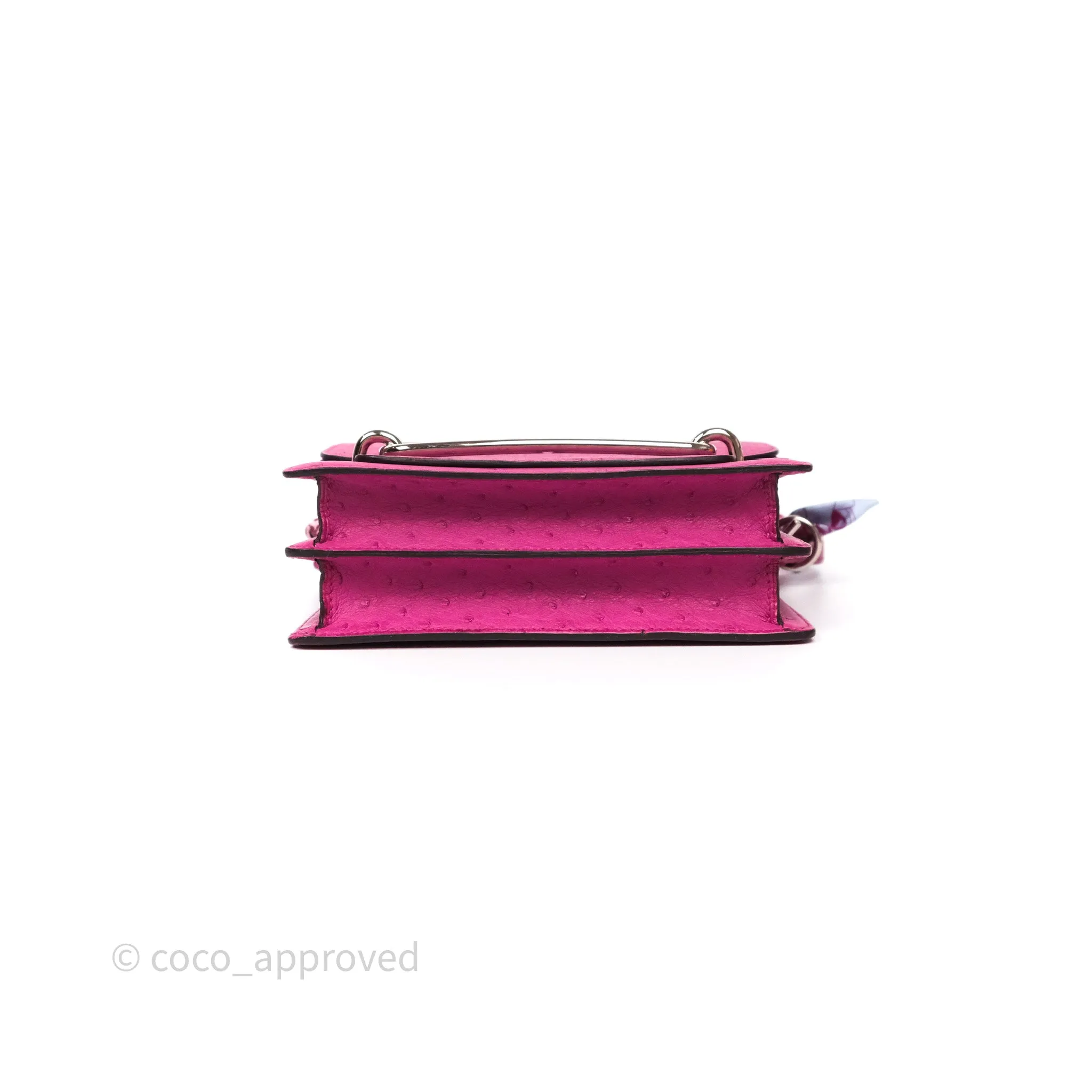 Herms Roulis Mini 18 Rose Pourpre L3 Autruche Palladium Hardware