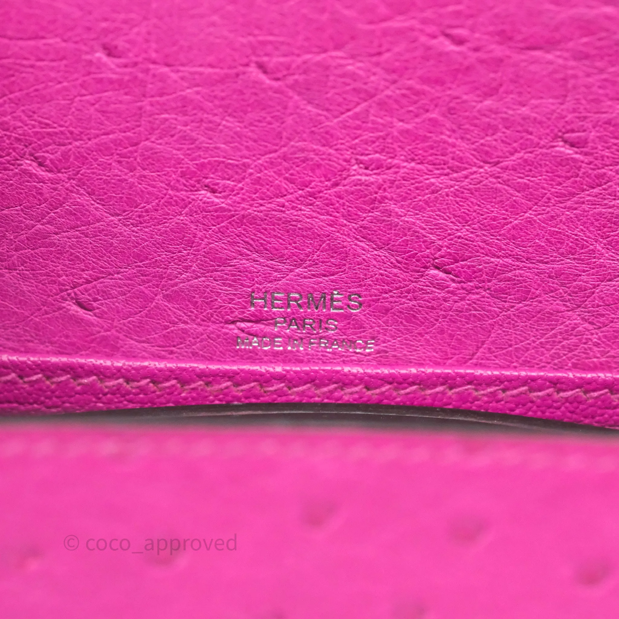 Herms Roulis Mini 18 Rose Pourpre L3 Autruche Palladium Hardware