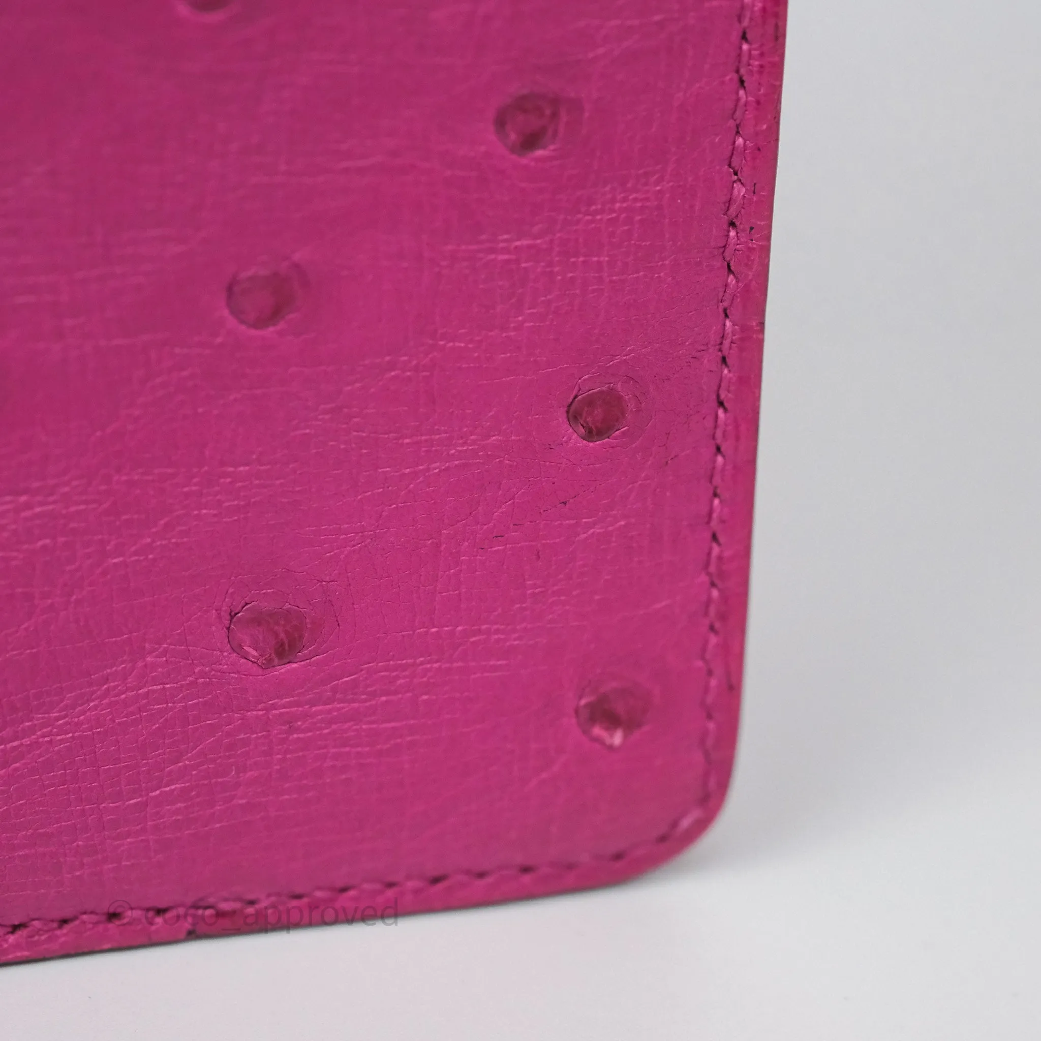 Herms Roulis Mini 18 Rose Pourpre L3 Autruche Palladium Hardware