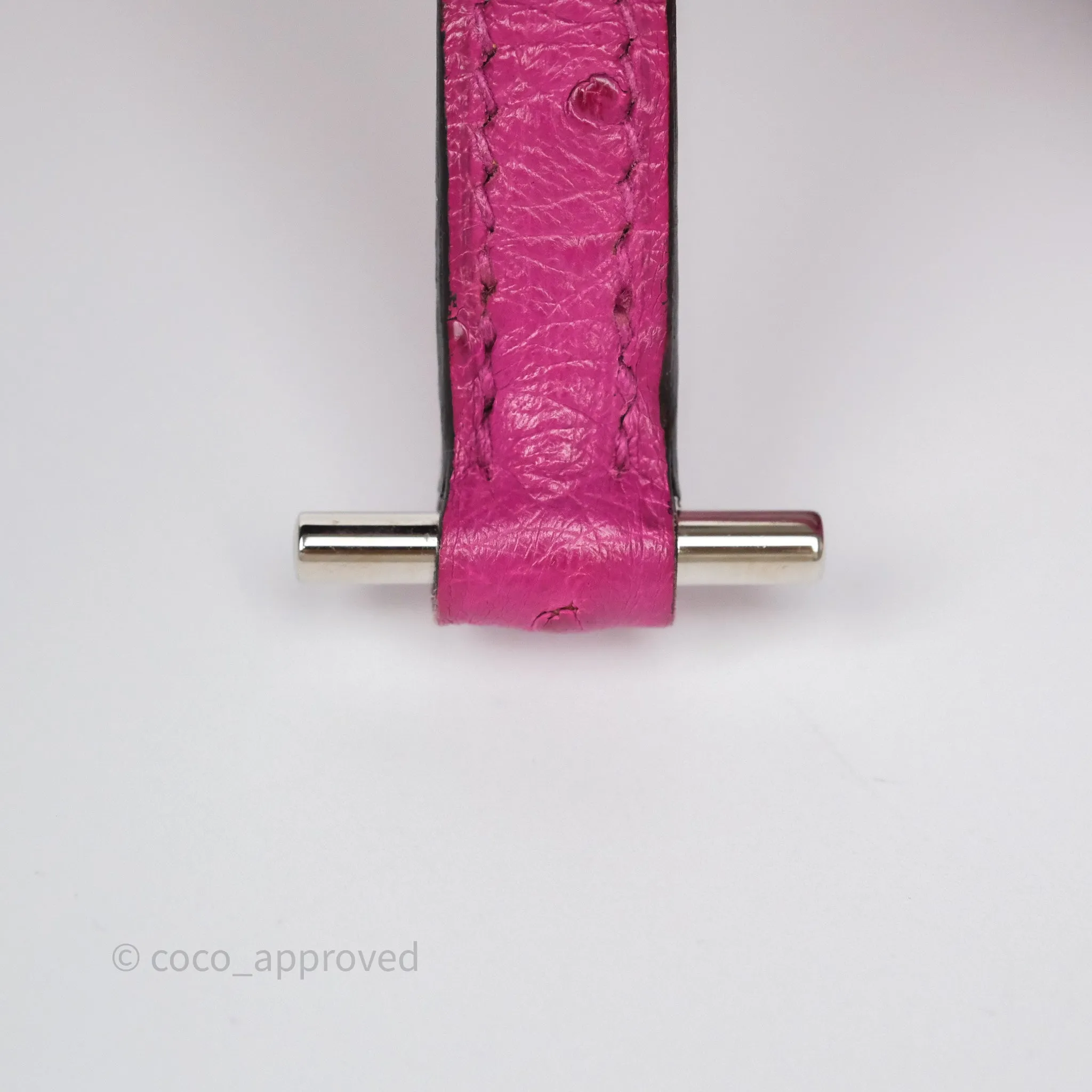 Herms Roulis Mini 18 Rose Pourpre L3 Autruche Palladium Hardware