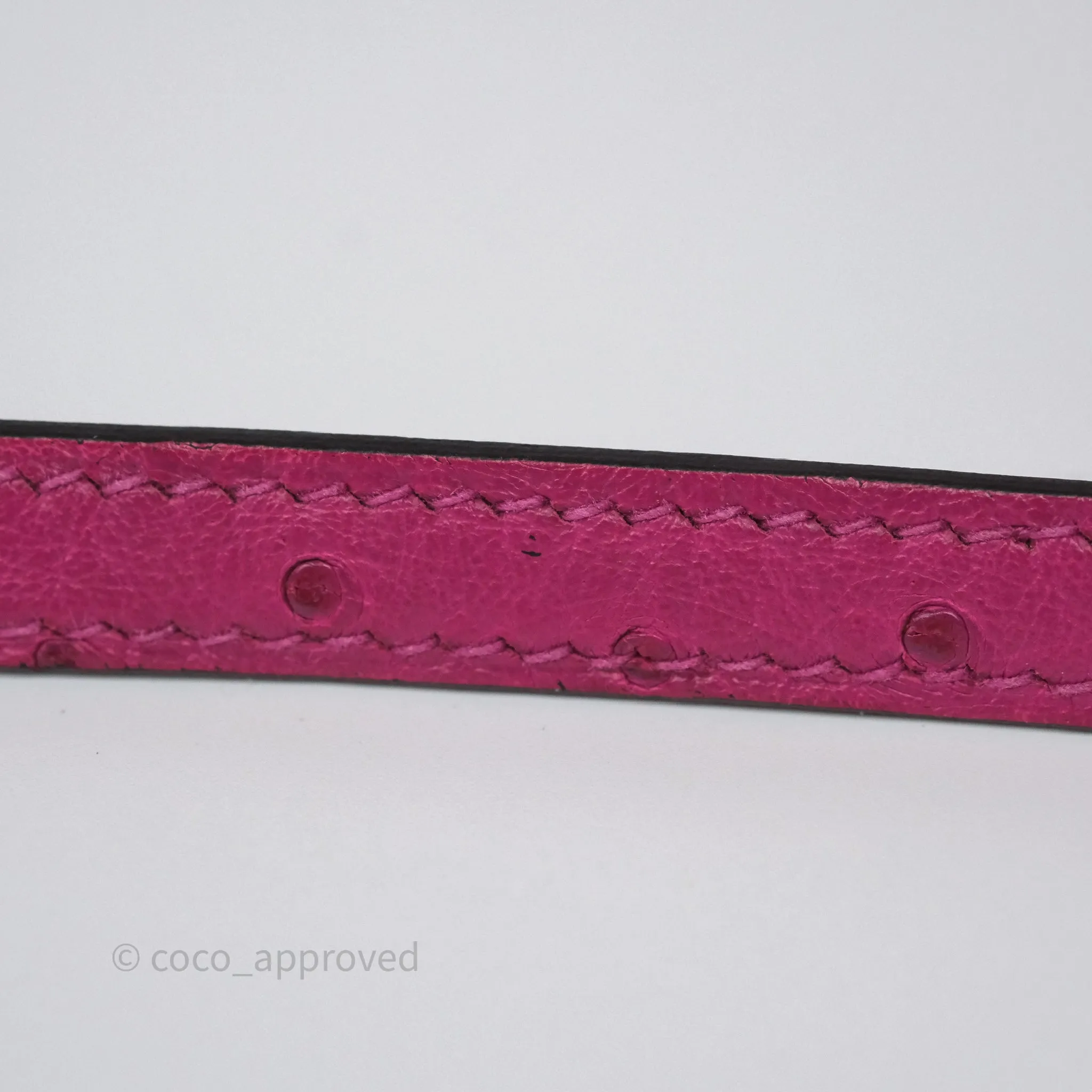 Herms Roulis Mini 18 Rose Pourpre L3 Autruche Palladium Hardware