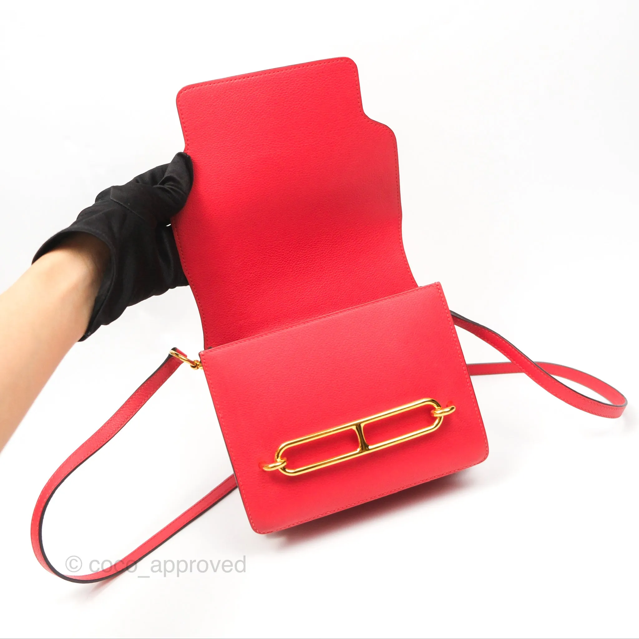 Herms Roulis Mini 18 Rouge De Coeur Evercolor Permabrass Hardware