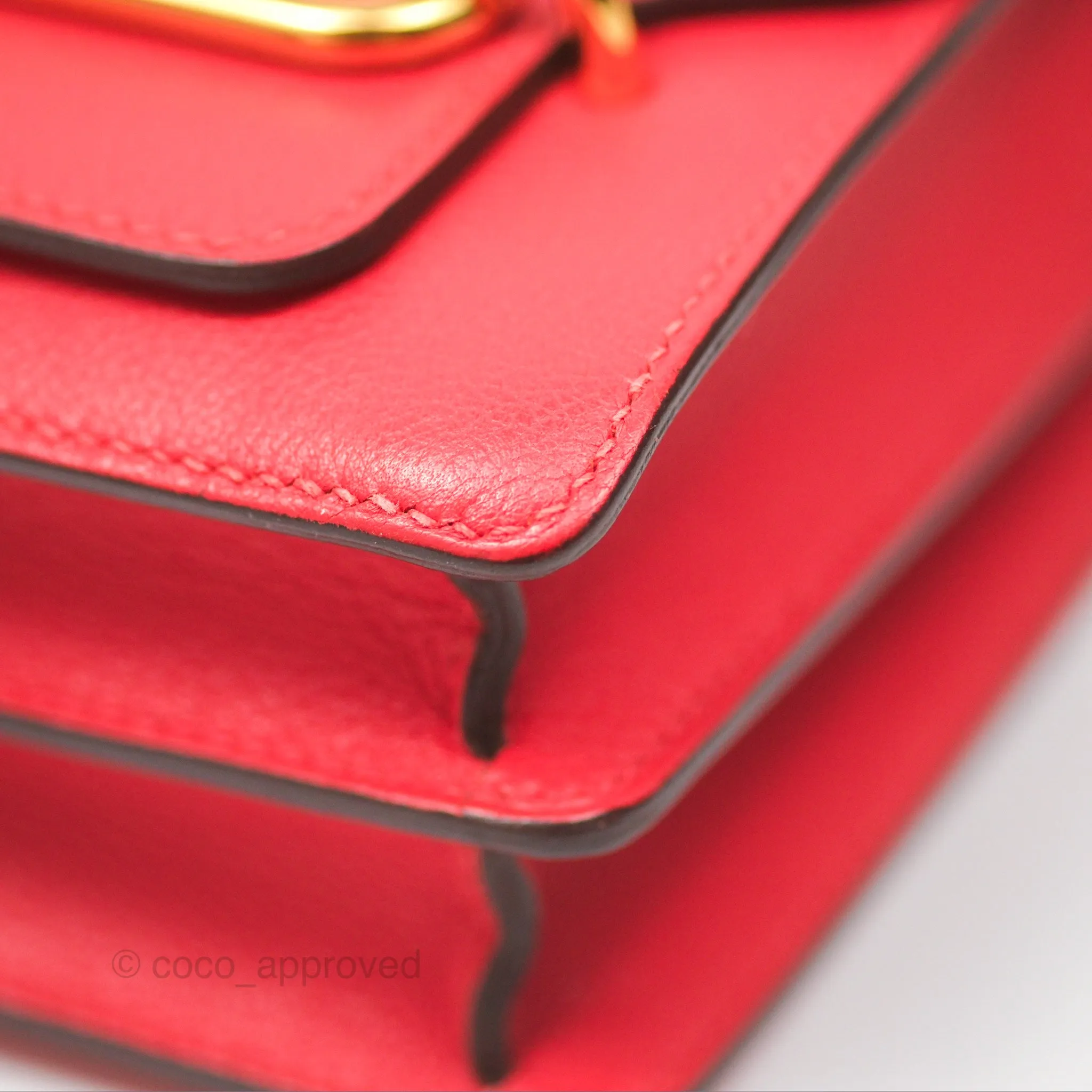 Herms Roulis Mini 18 Rouge De Coeur Evercolor Permabrass Hardware