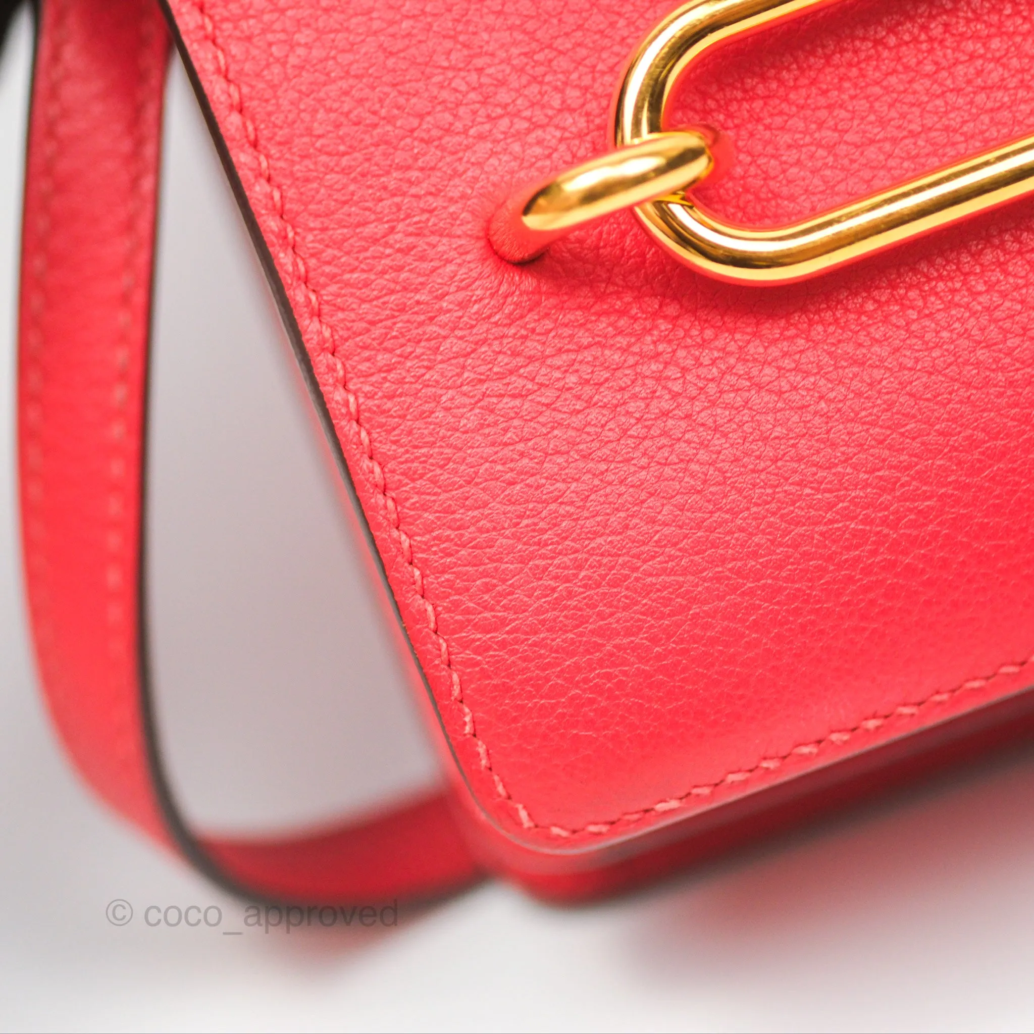 Herms Roulis Mini 18 Rouge De Coeur Evercolor Permabrass Hardware
