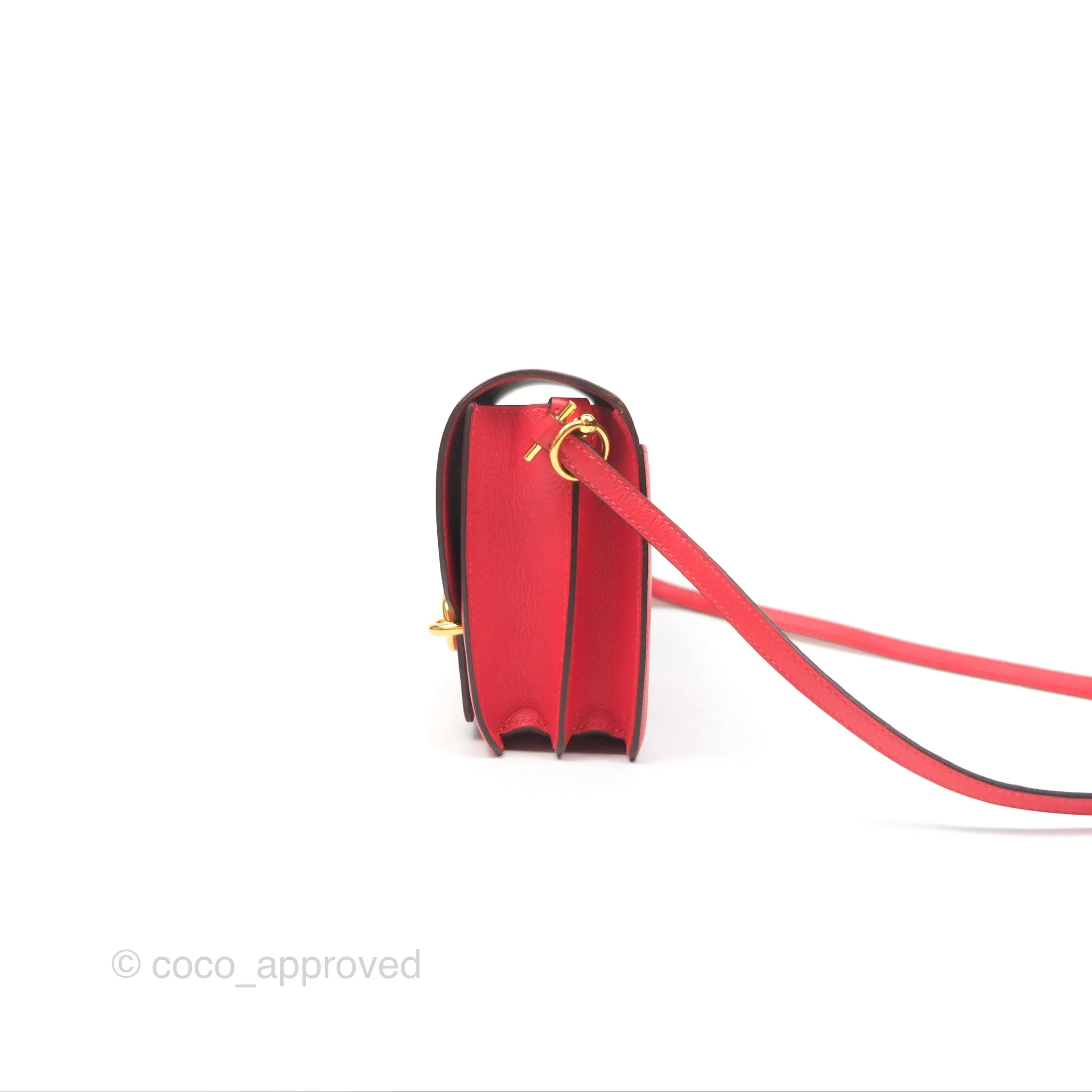 Herms Roulis Mini 18 Rouge De Coeur Evercolor Permabrass Hardware