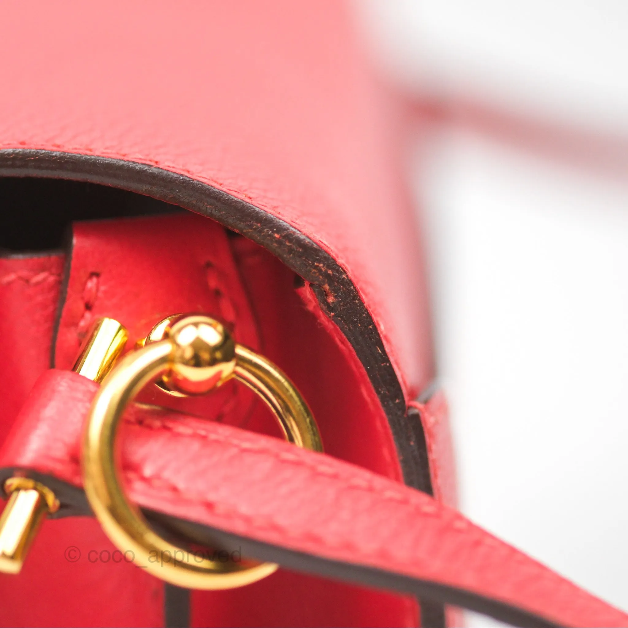 Herms Roulis Mini 18 Rouge De Coeur Evercolor Permabrass Hardware