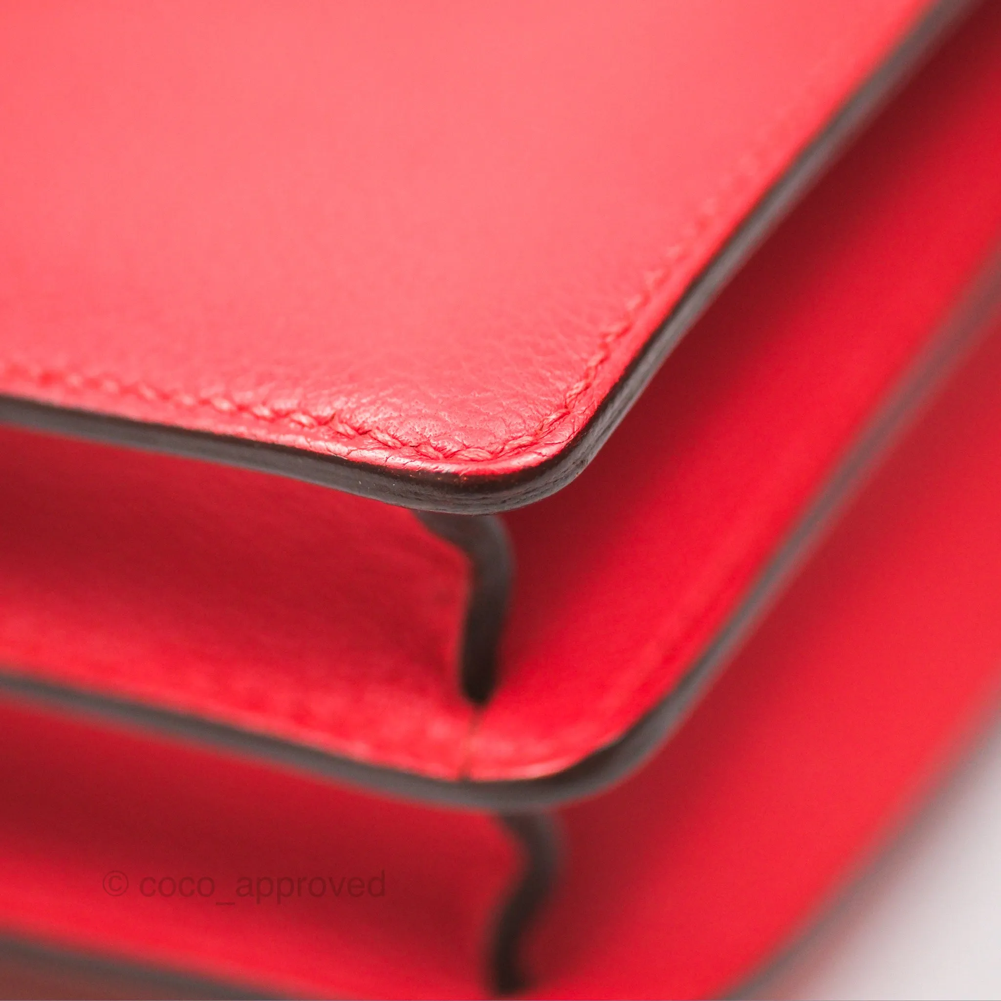 Herms Roulis Mini 18 Rouge De Coeur Evercolor Permabrass Hardware