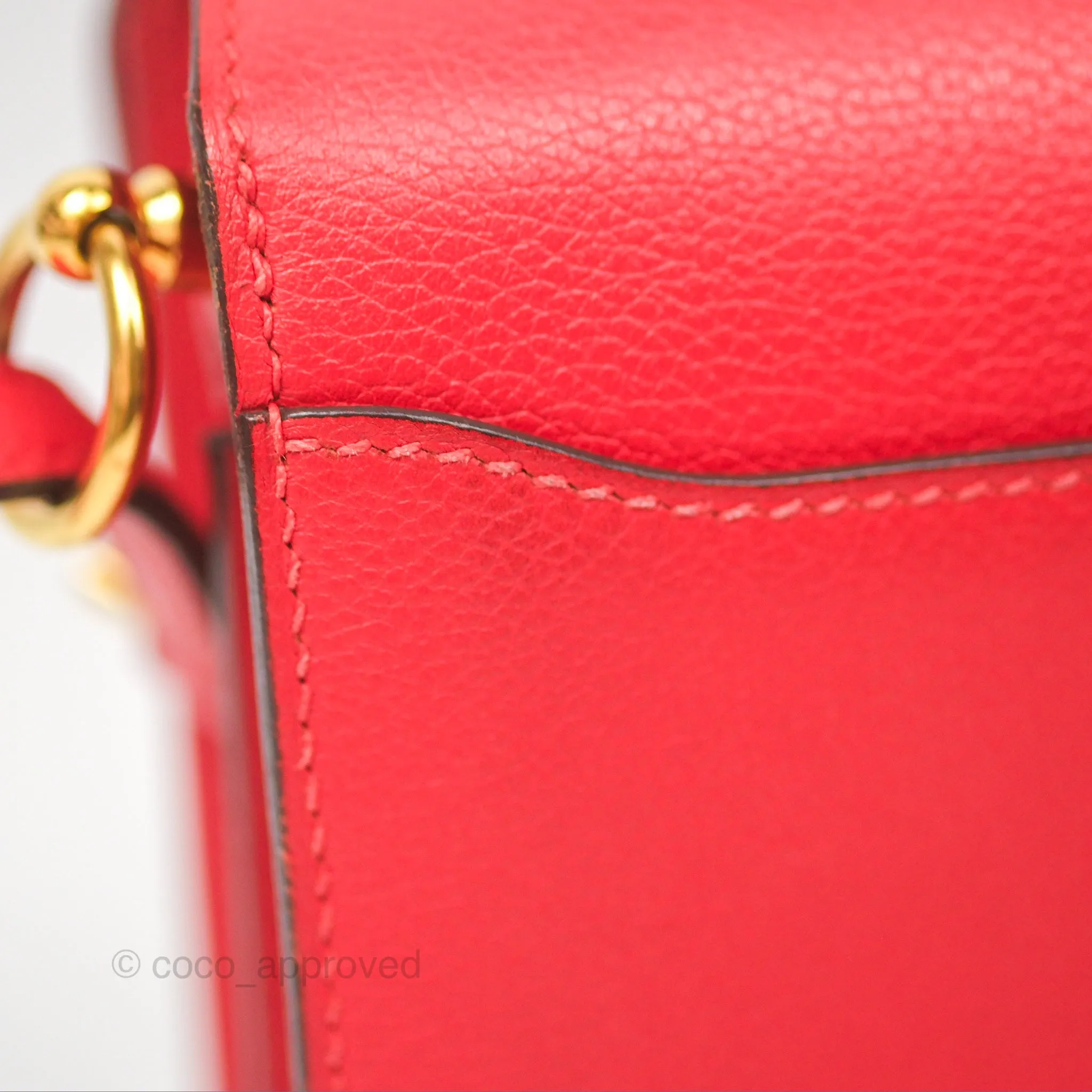 Herms Roulis Mini 18 Rouge De Coeur Evercolor Permabrass Hardware