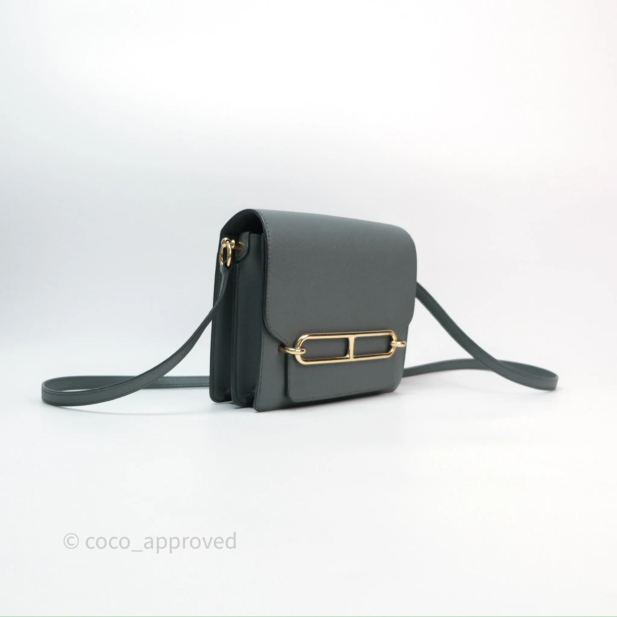 Herms Roulis Mini 18 Vert Amancde 63 Evercolor Gold Hardware