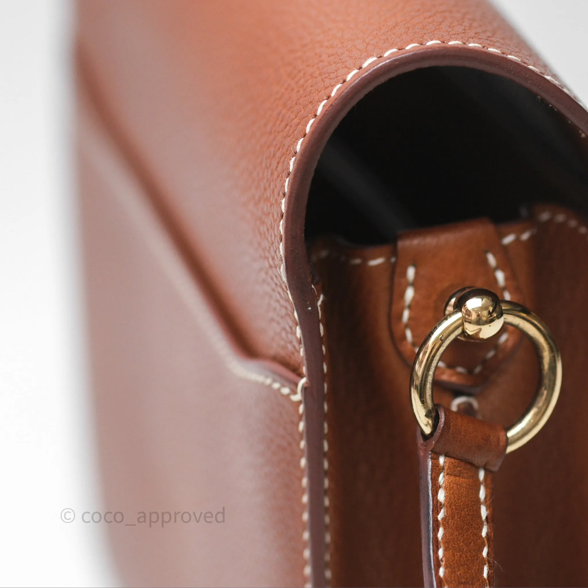 Herms Roulis Mini Fauve 34 Barenia Gold Hardware