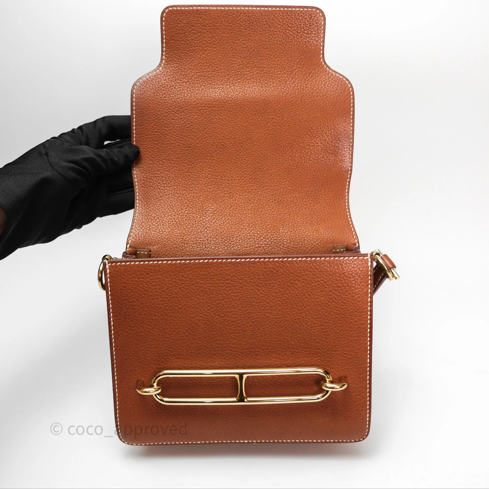Herms Roulis Mini Fauve 34 Barenia Gold Hardware