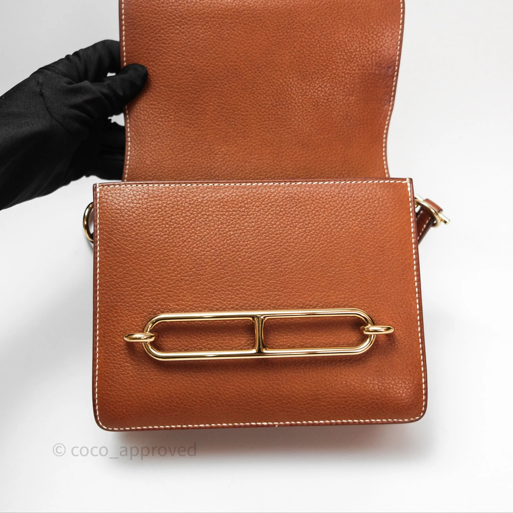 Herms Roulis Mini Fauve 34 Barenia Gold Hardware