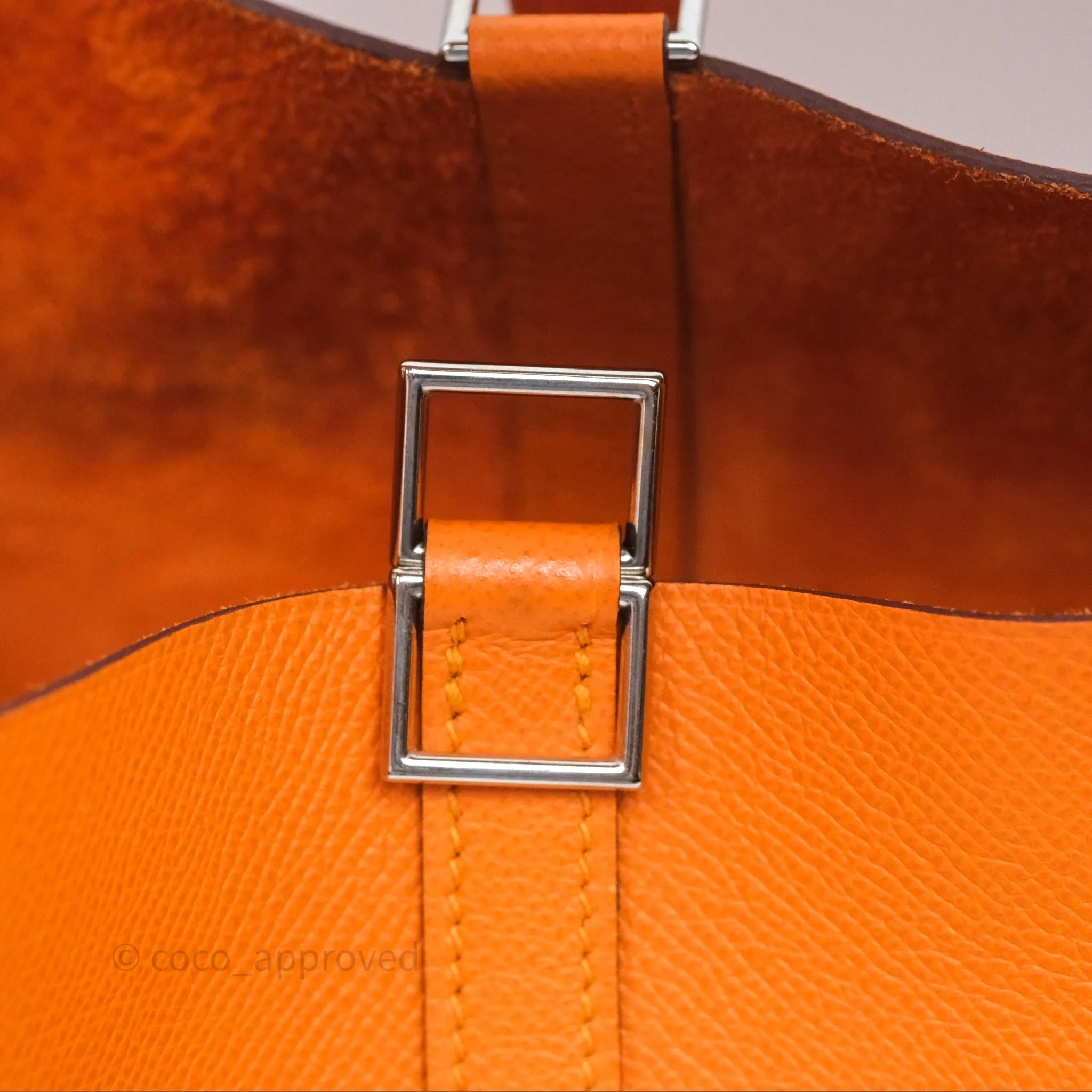 Herms Tressage De Cuir Picotin Lock 22 Abricot I9/ Rose Azale 8W/ Gold 37 Epsom Palladium Hardware