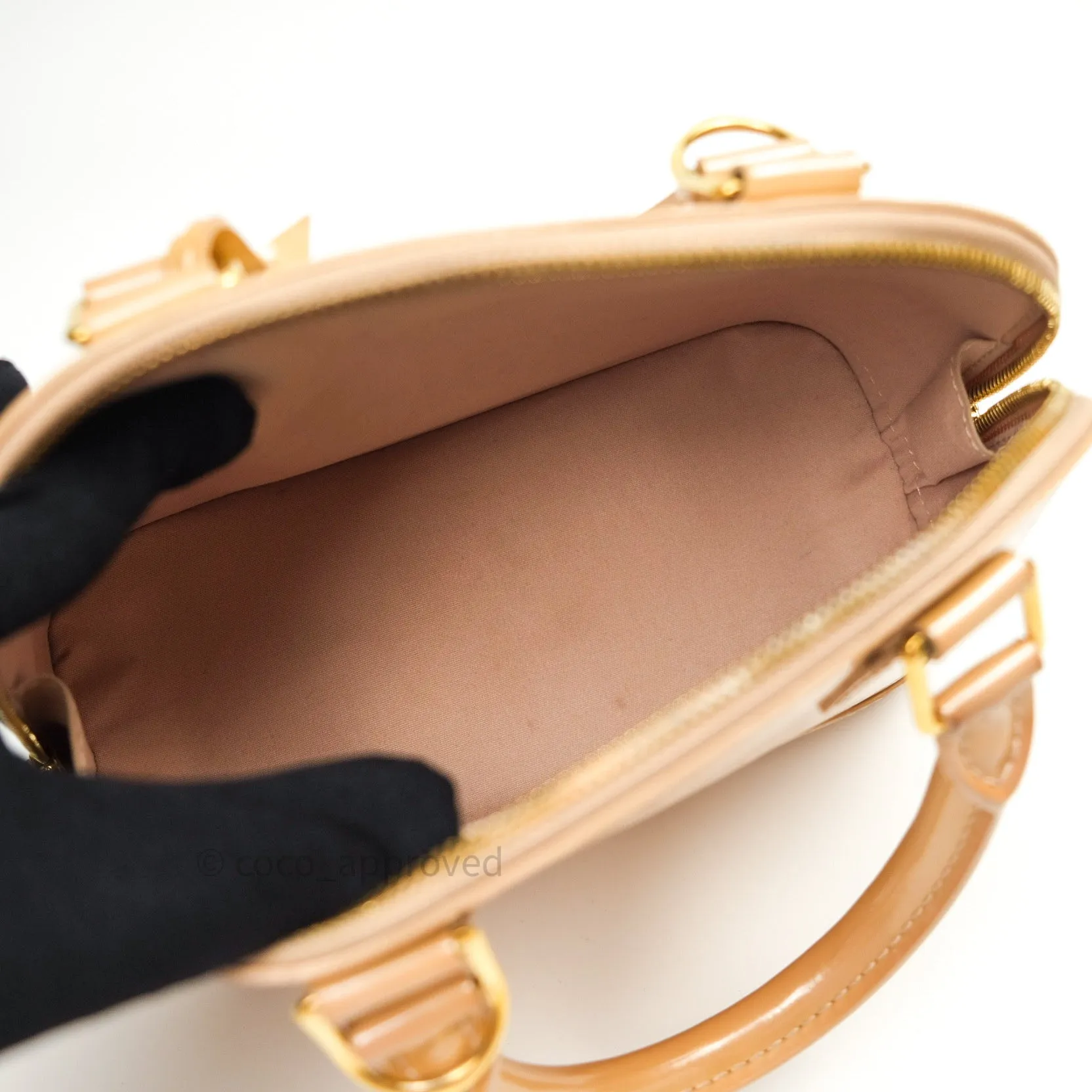 Louis Vuitton Alma BB Beige Monogram Vernis Leather