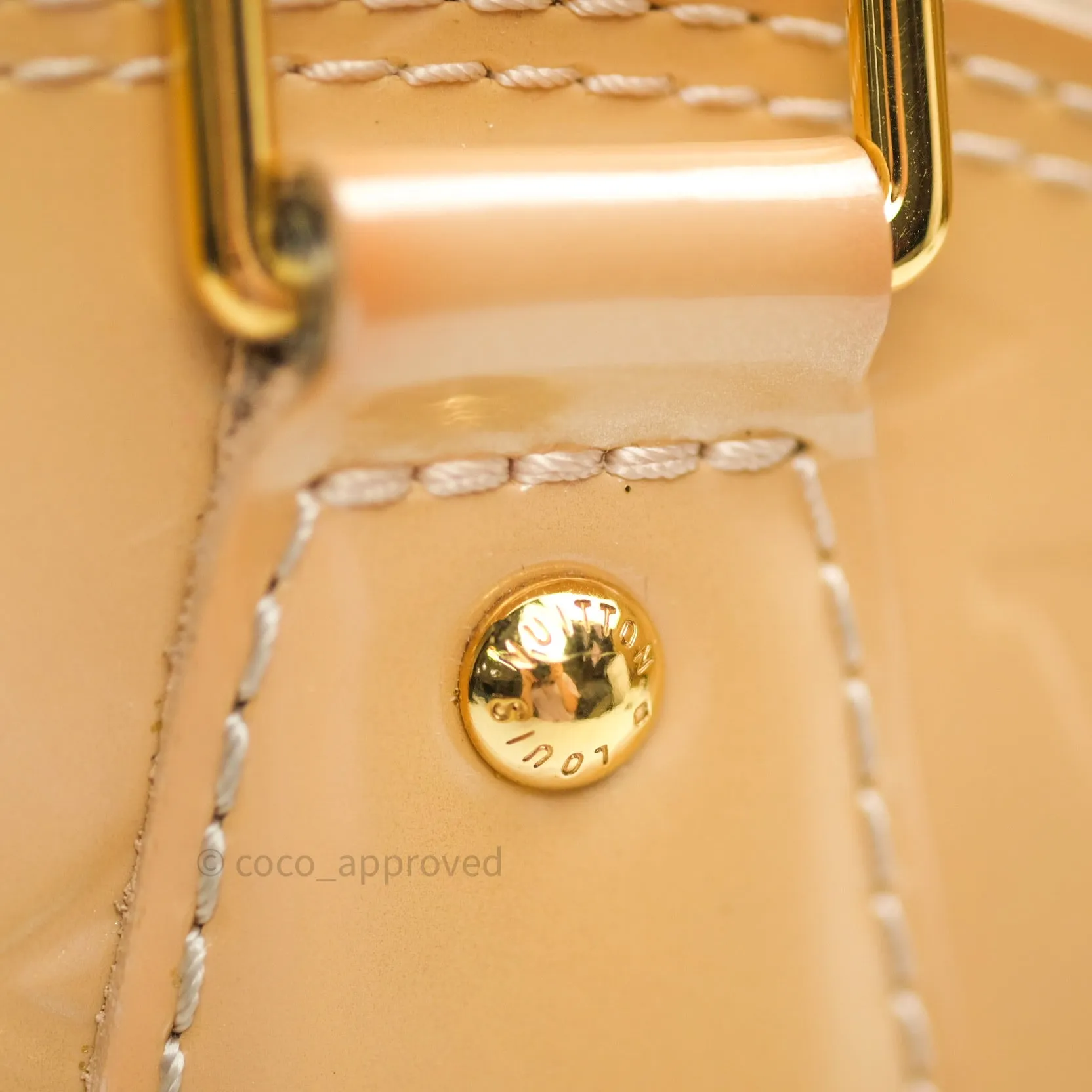 Louis Vuitton Alma BB Beige Monogram Vernis Leather