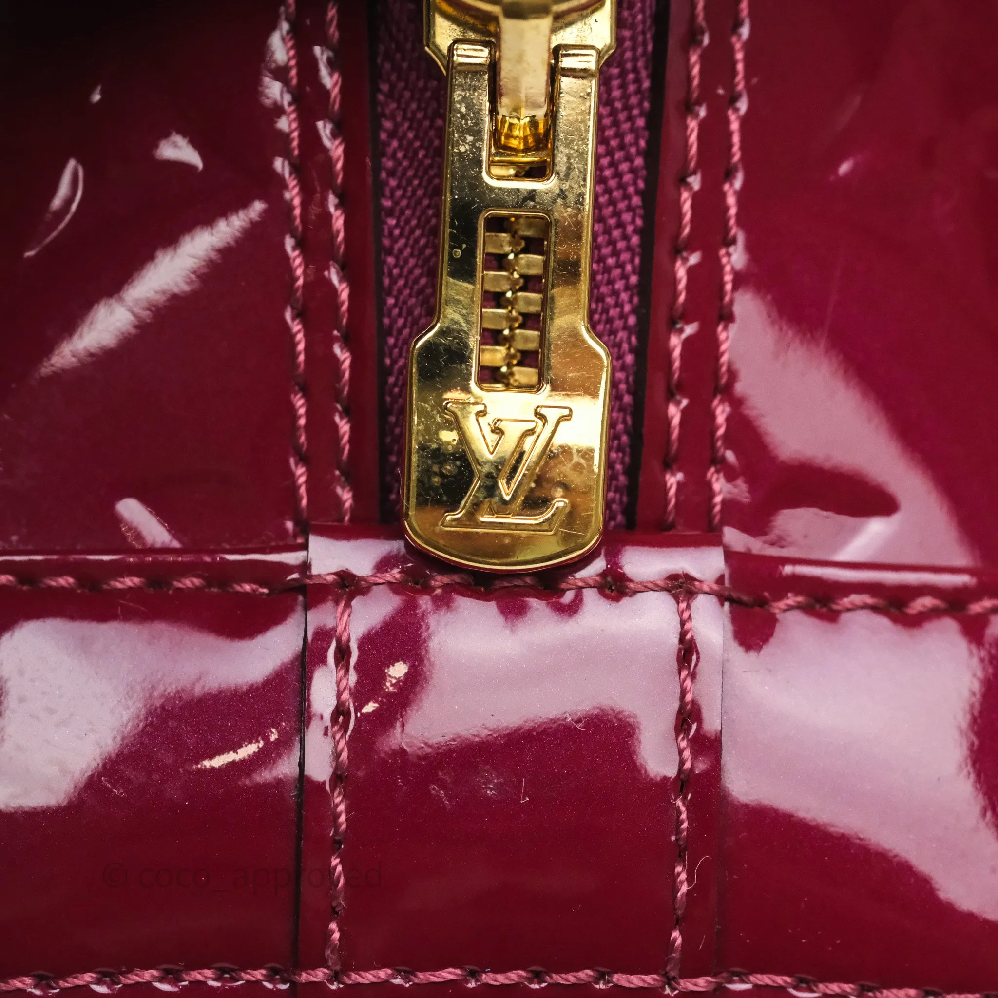 Louis Vuitton Alma BB Burgundy Patent Gold Hardware