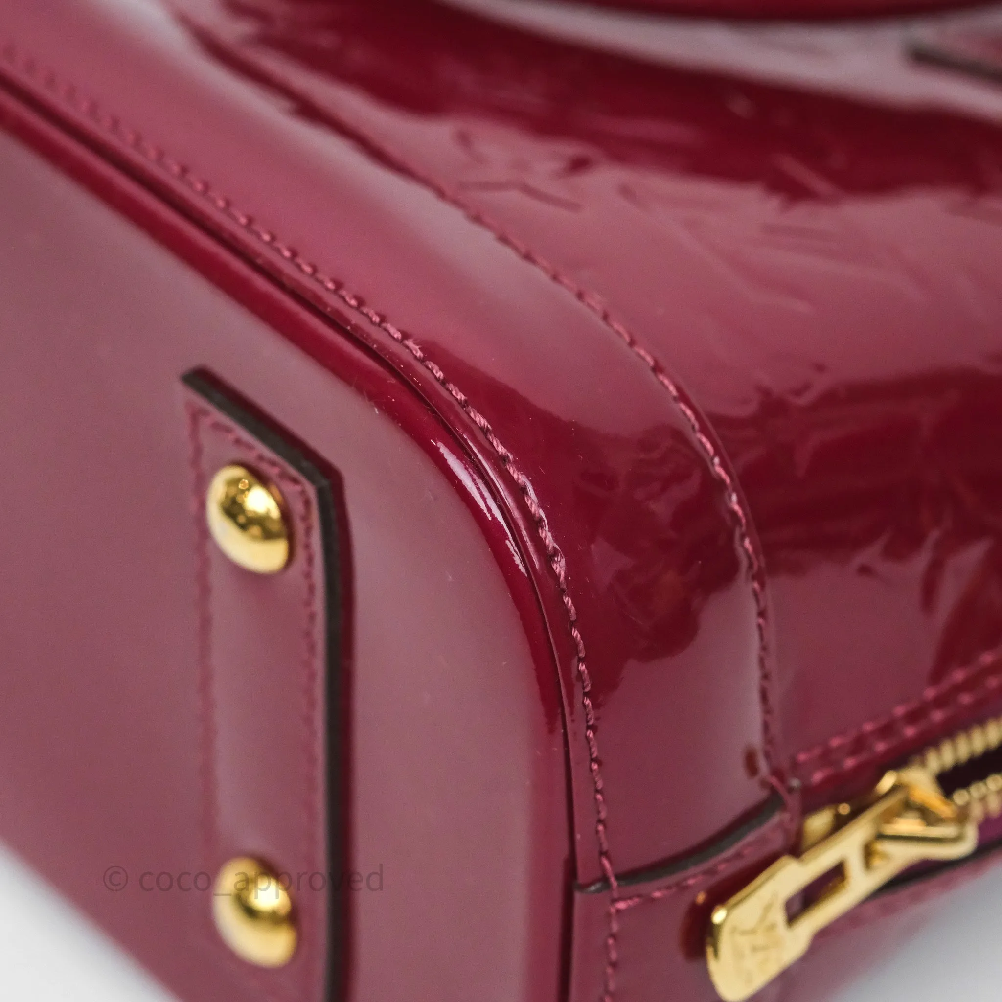 Louis Vuitton Alma BB Burgundy Patent Gold Hardware