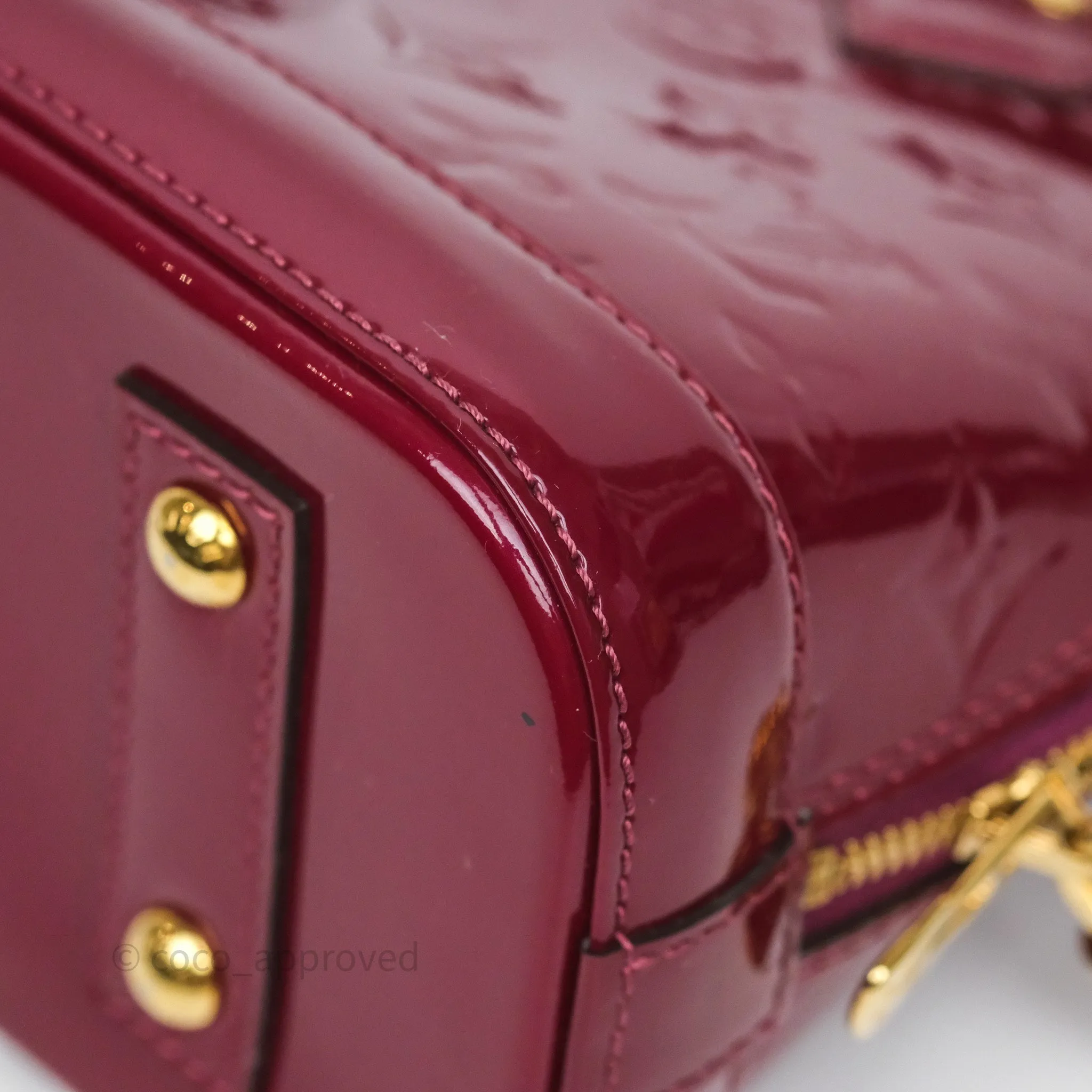 Louis Vuitton Alma BB Burgundy Patent Gold Hardware