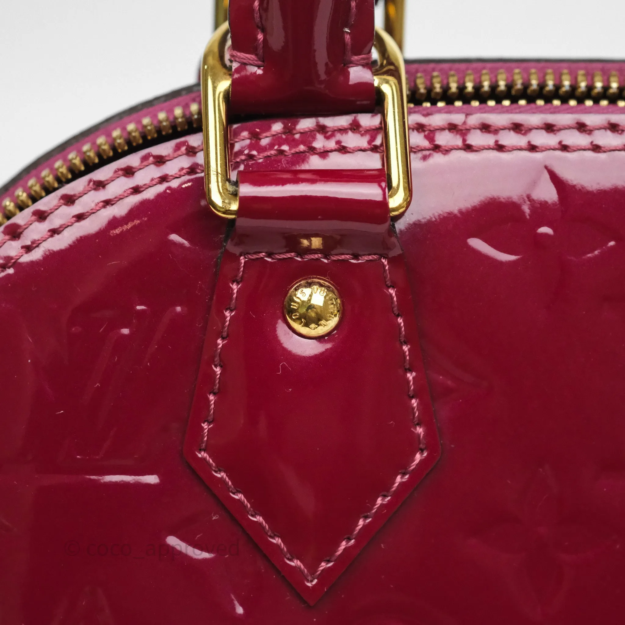 Louis Vuitton Alma BB Burgundy Patent Gold Hardware