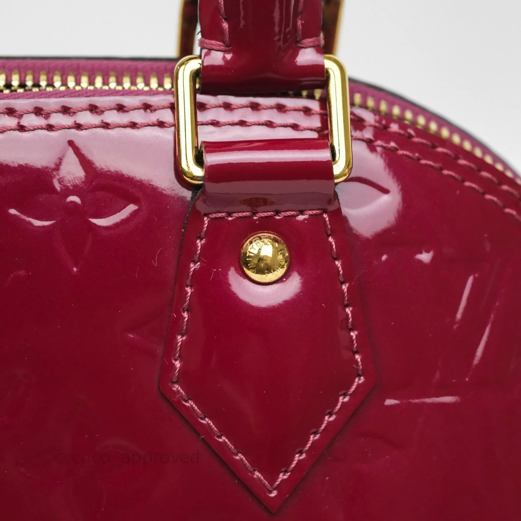Louis Vuitton Alma BB Burgundy Patent Gold Hardware
