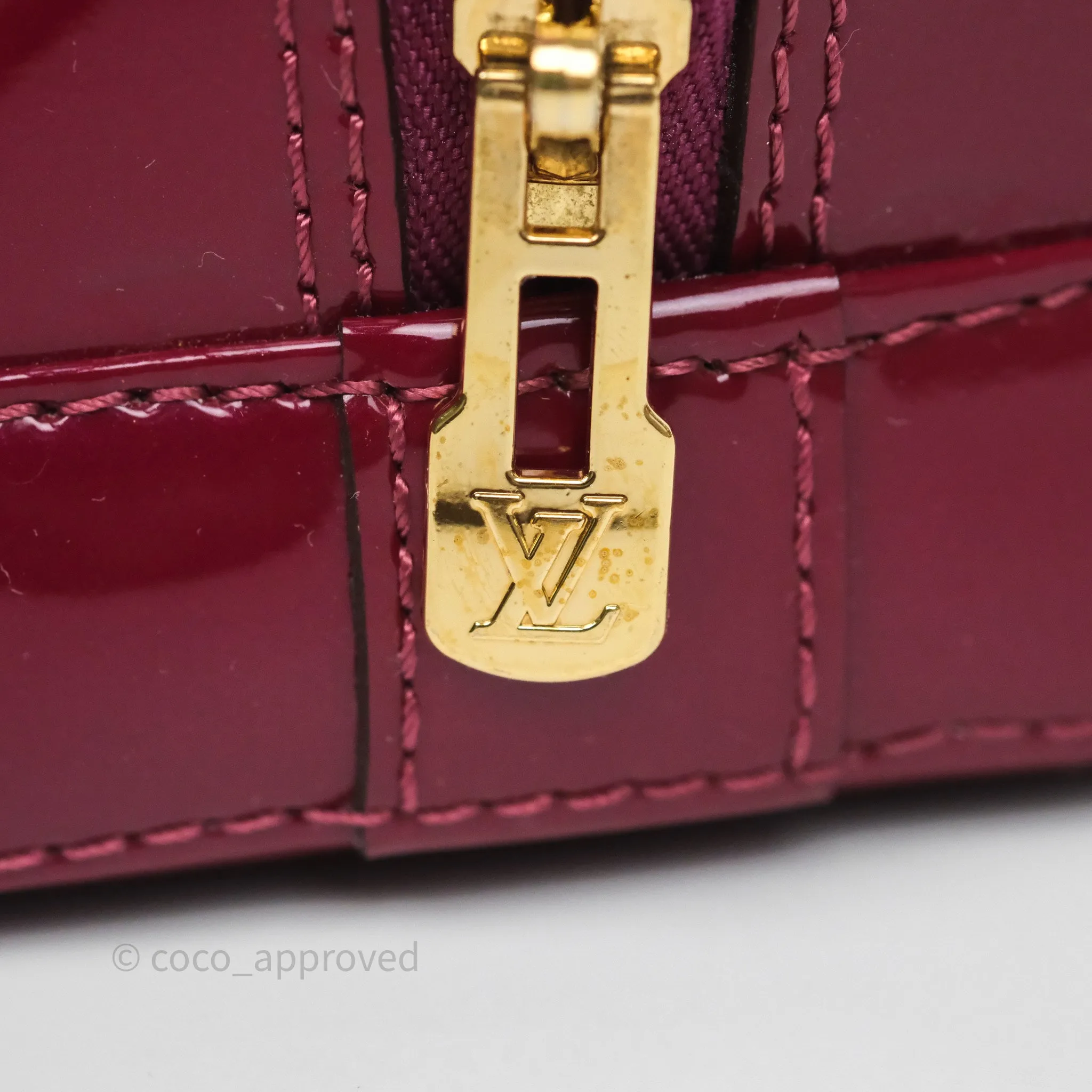 Louis Vuitton Alma BB Burgundy Patent Gold Hardware